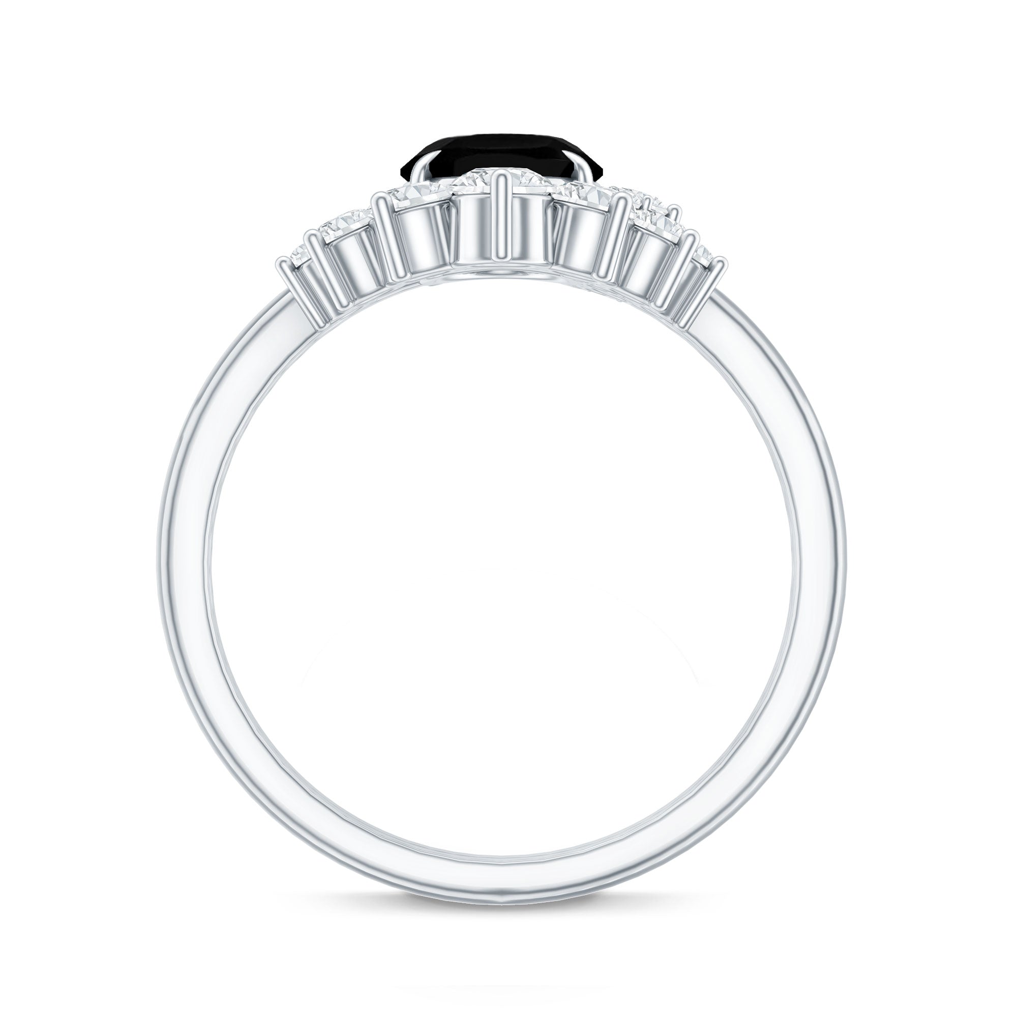 Created Black Diamond Oval Engagement Ring Set with Diamond AAAA ( Synthetic ) - Rosec Jewels