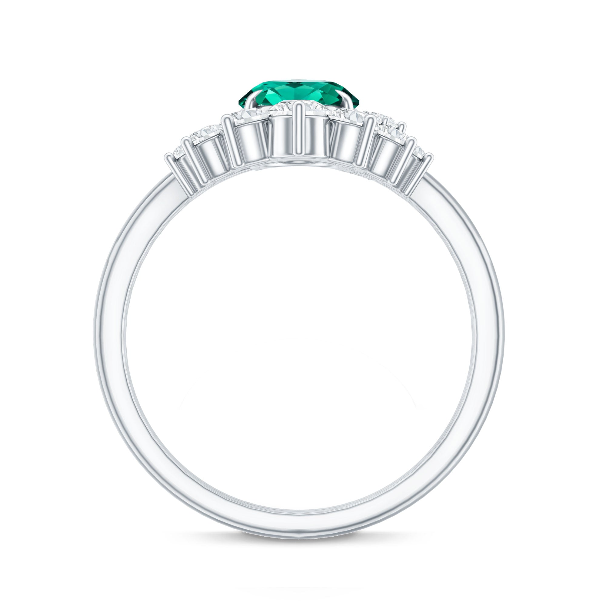 Designer Lab Grown Emerald Oval Engagement Ring with Diamond Enhancer AAAA - Rosec Jewels