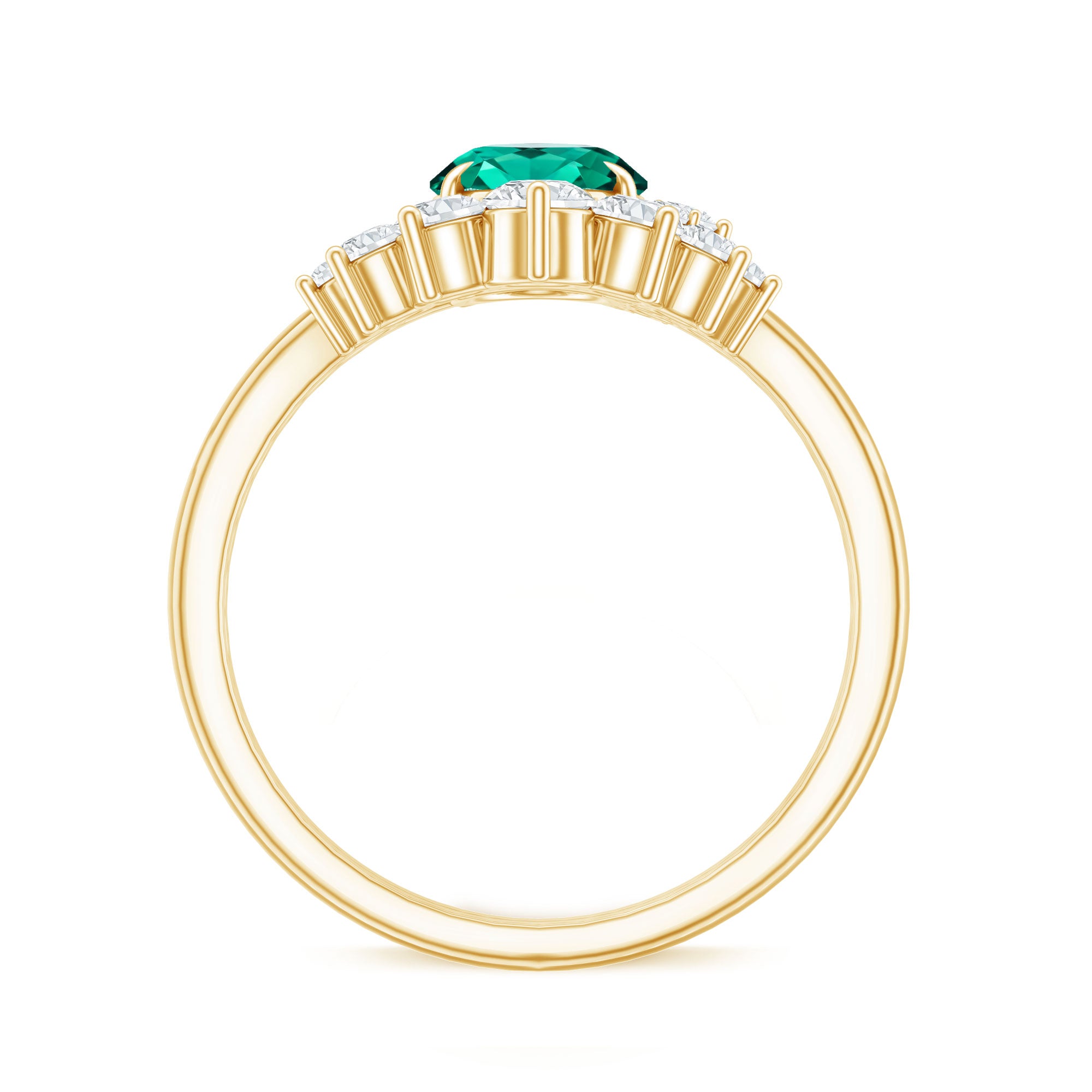 Designer Lab Grown Emerald Oval Engagement Ring with Diamond Enhancer AAAA - Rosec Jewels