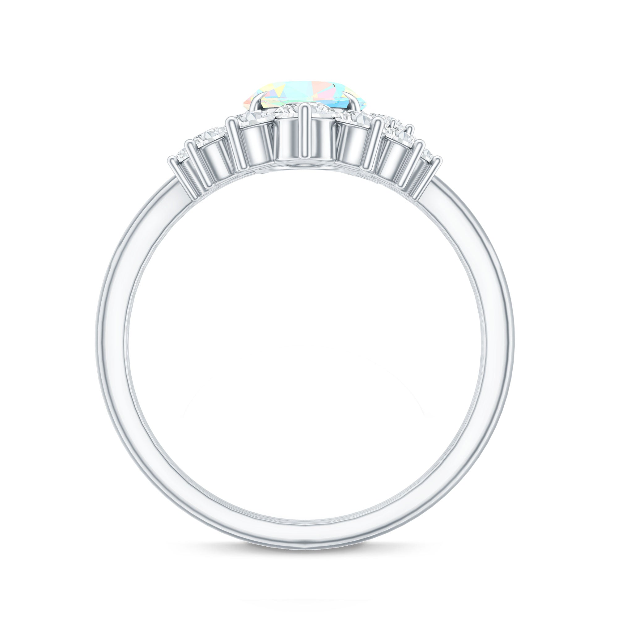 Real Ethiopian Opal Diamond Oval Engagement Ring and Wedding Band Set AAA - Rosec Jewels