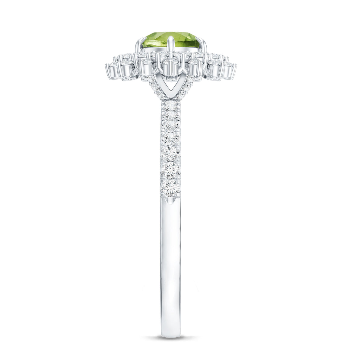 Certified Real 2 Carat Peridot Statement Engagement Ring AAA - Rosec Jewels