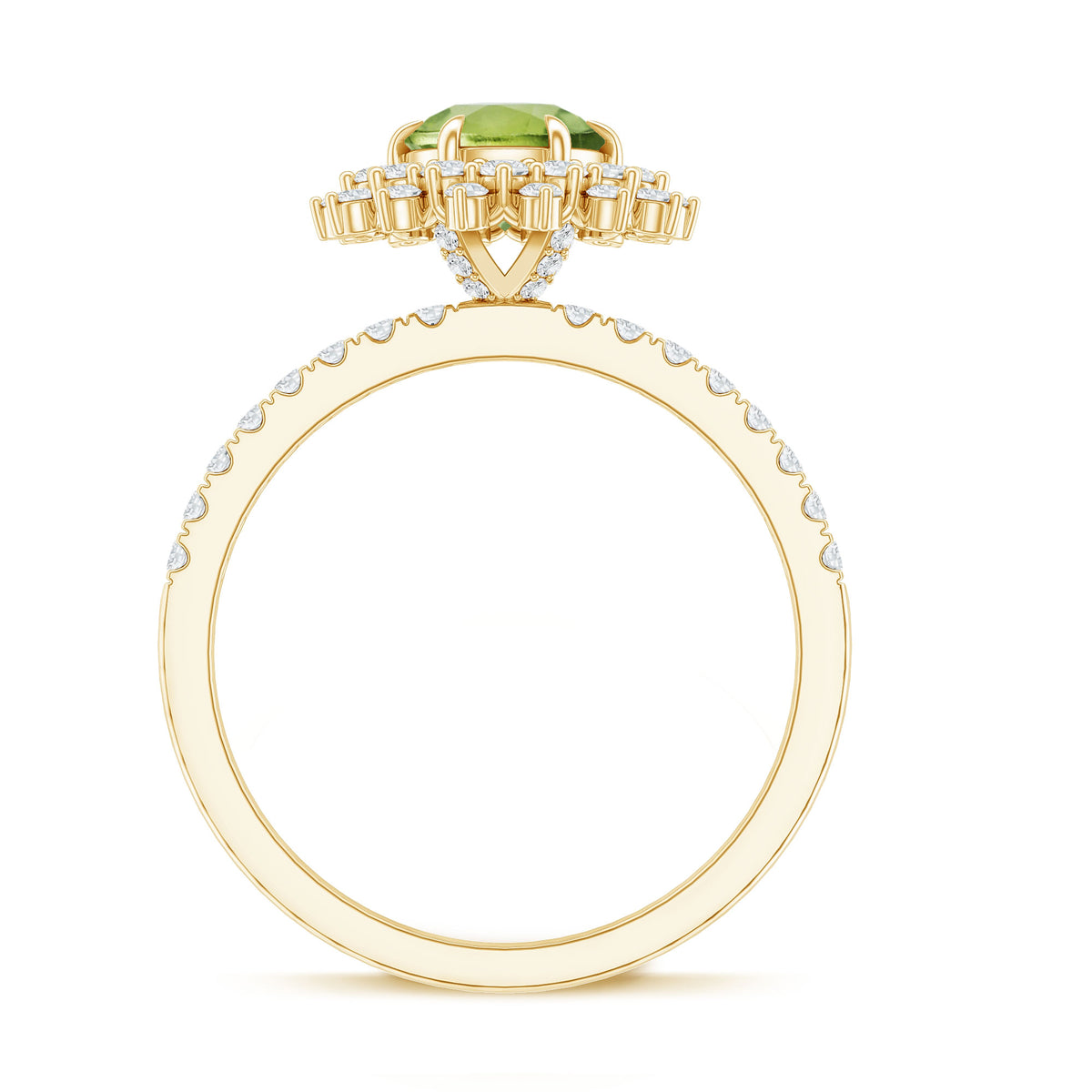 Certified Real 2 Carat Peridot Statement Engagement Ring AAA - Rosec Jewels