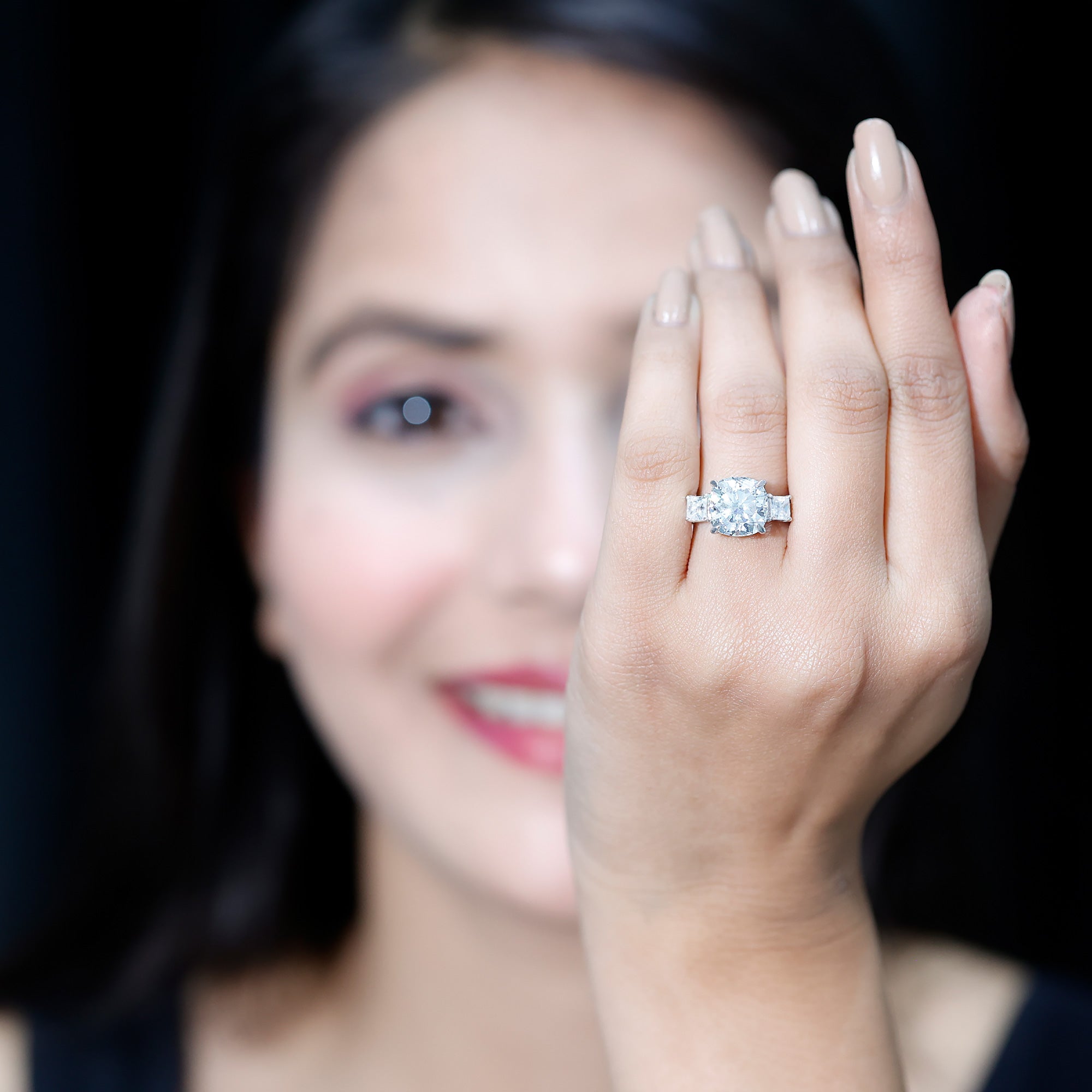 Cushion Moissanite Huge Engagement Ring D-VS1 - Rosec Jewels