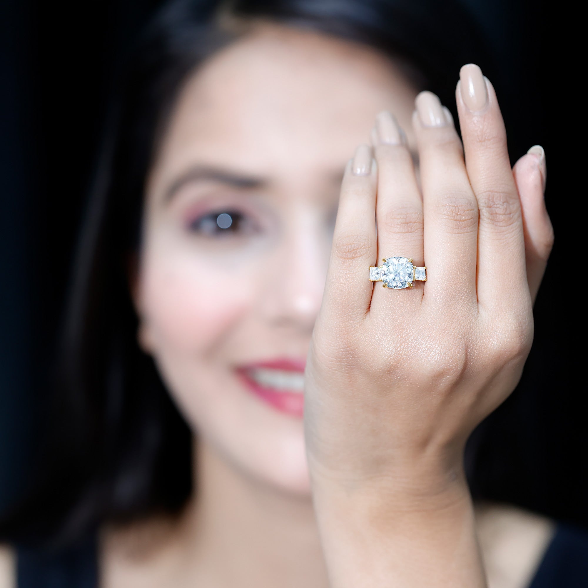 Cushion Moissanite Huge Engagement Ring D-VS1 - Rosec Jewels