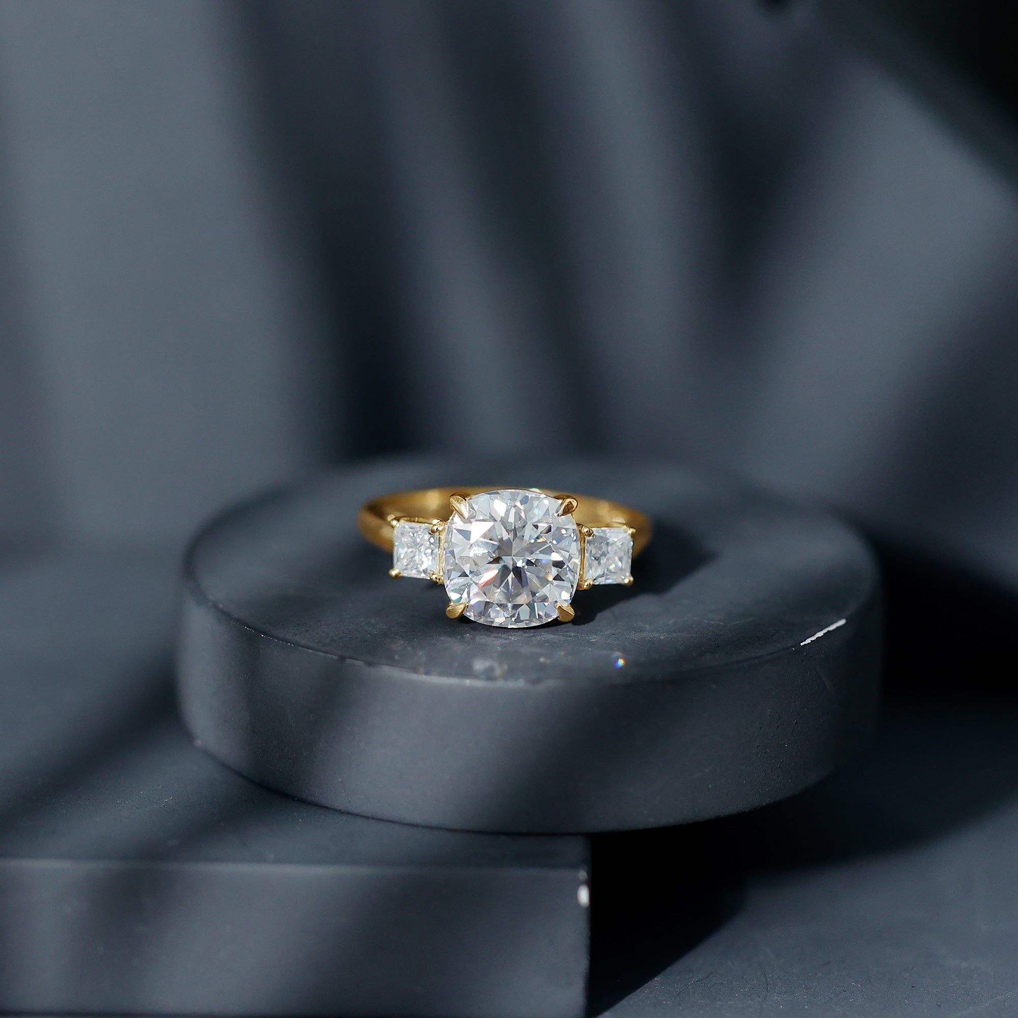 Cushion Moissanite Huge Engagement Ring D-VS1 - Rosec Jewels