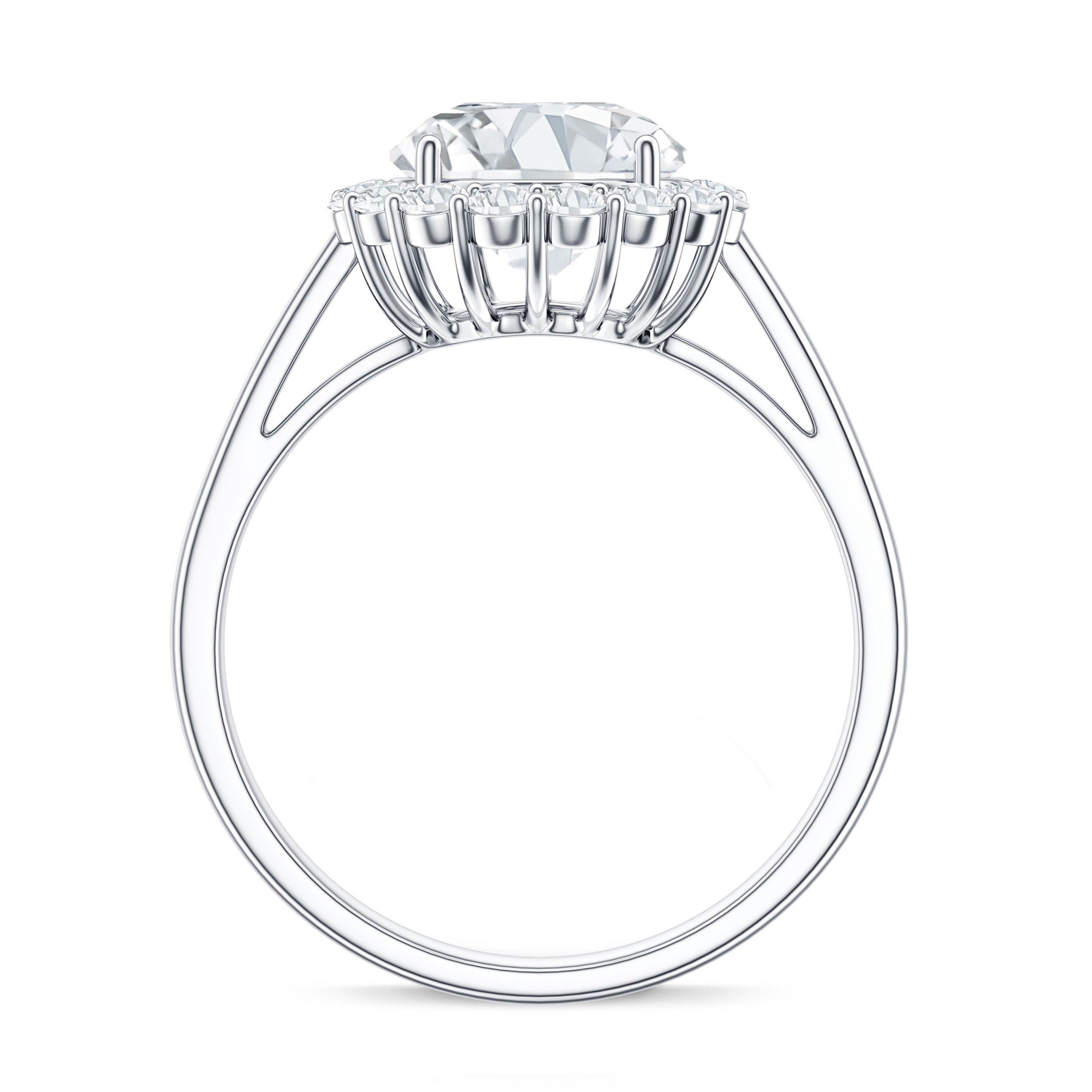 3 CT Round Shape Simulated Diamond Simple Halo Ring AAAA - Rosec Jewels