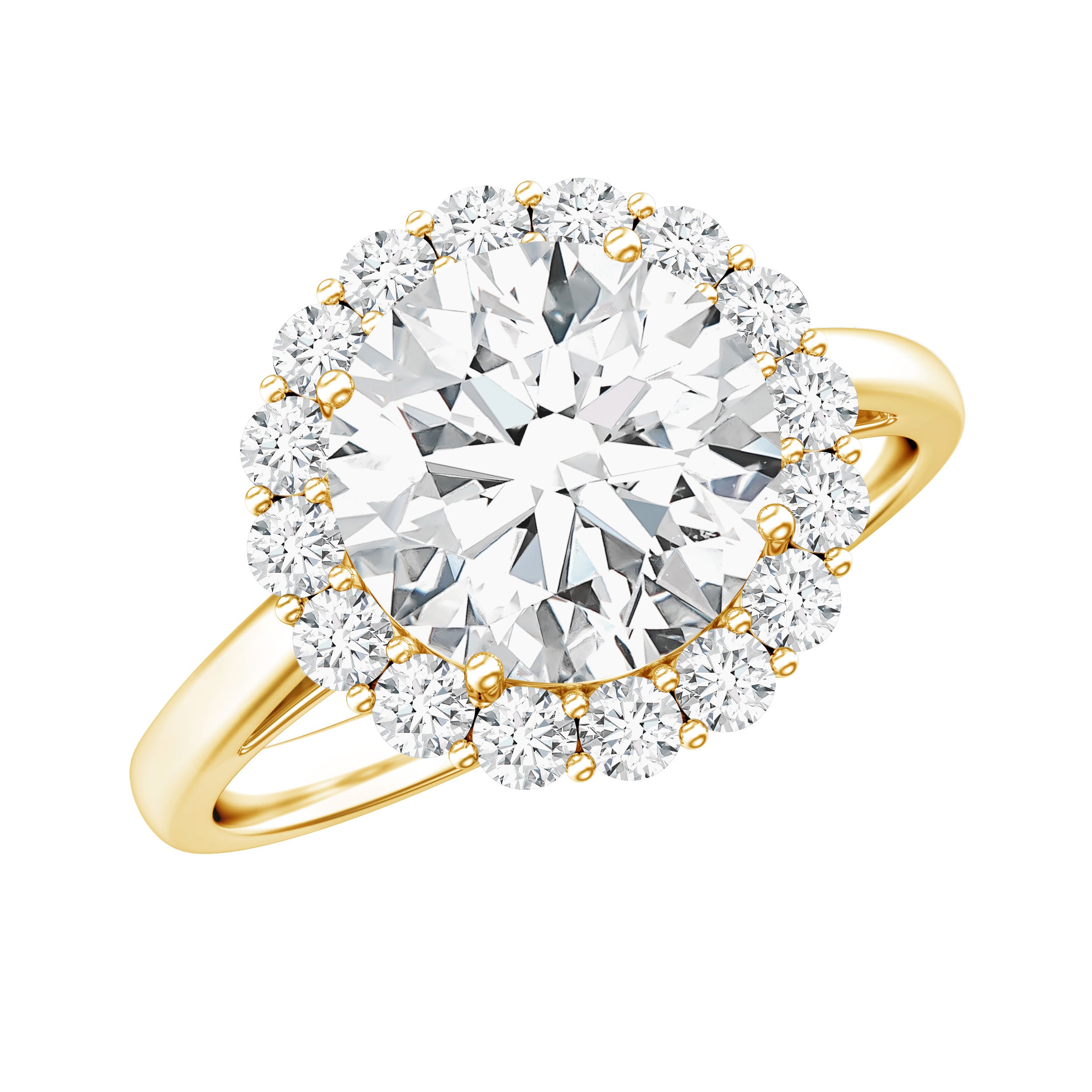 3 CT Round Shape Simulated Diamond Simple Halo Ring AAAA - Rosec Jewels