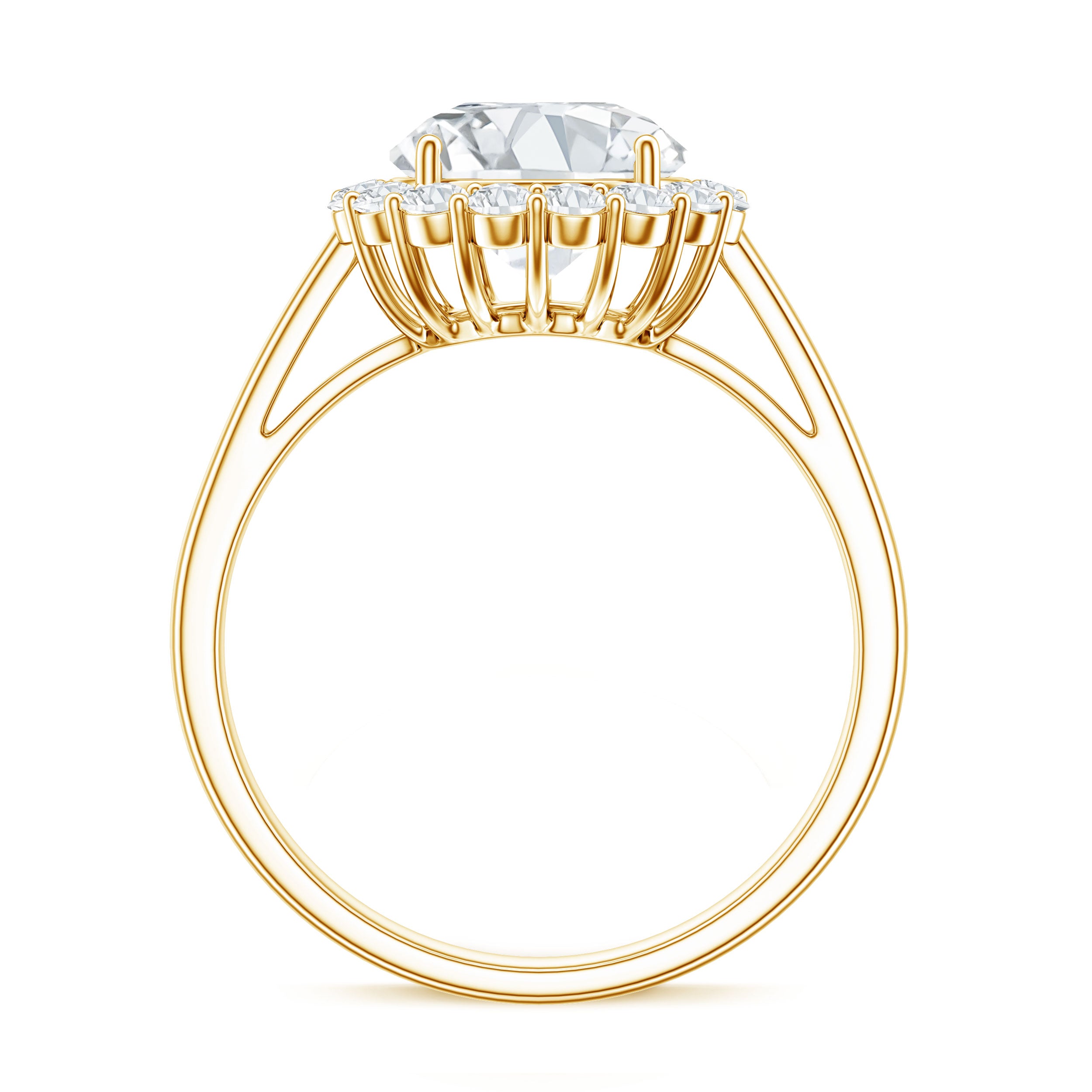 3 CT Round Shape Simulated Diamond Simple Halo Ring AAAA - Rosec Jewels