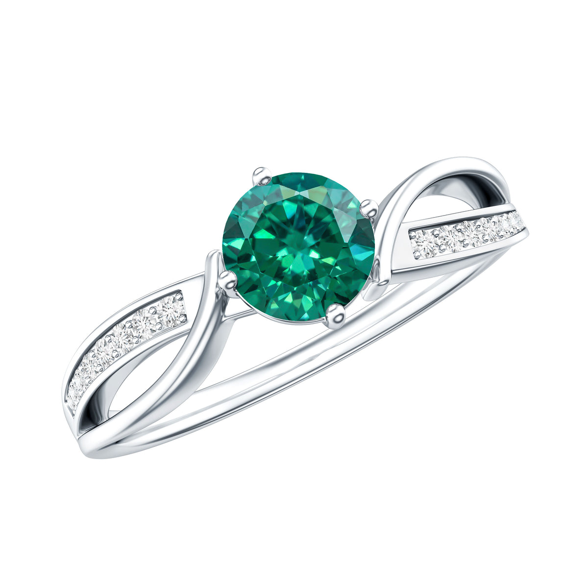 Certified Lab Grown Emerald Diamond Engagement Ring with Infinity Shank AAAA - Rosec Jewels