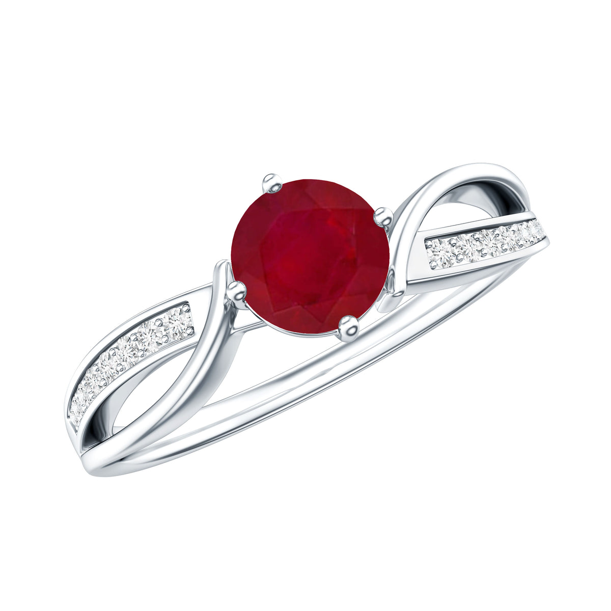 Natural 0.6 Carat Ruby Infinity Promise Ring with Diamond AAA - Rosec Jewels