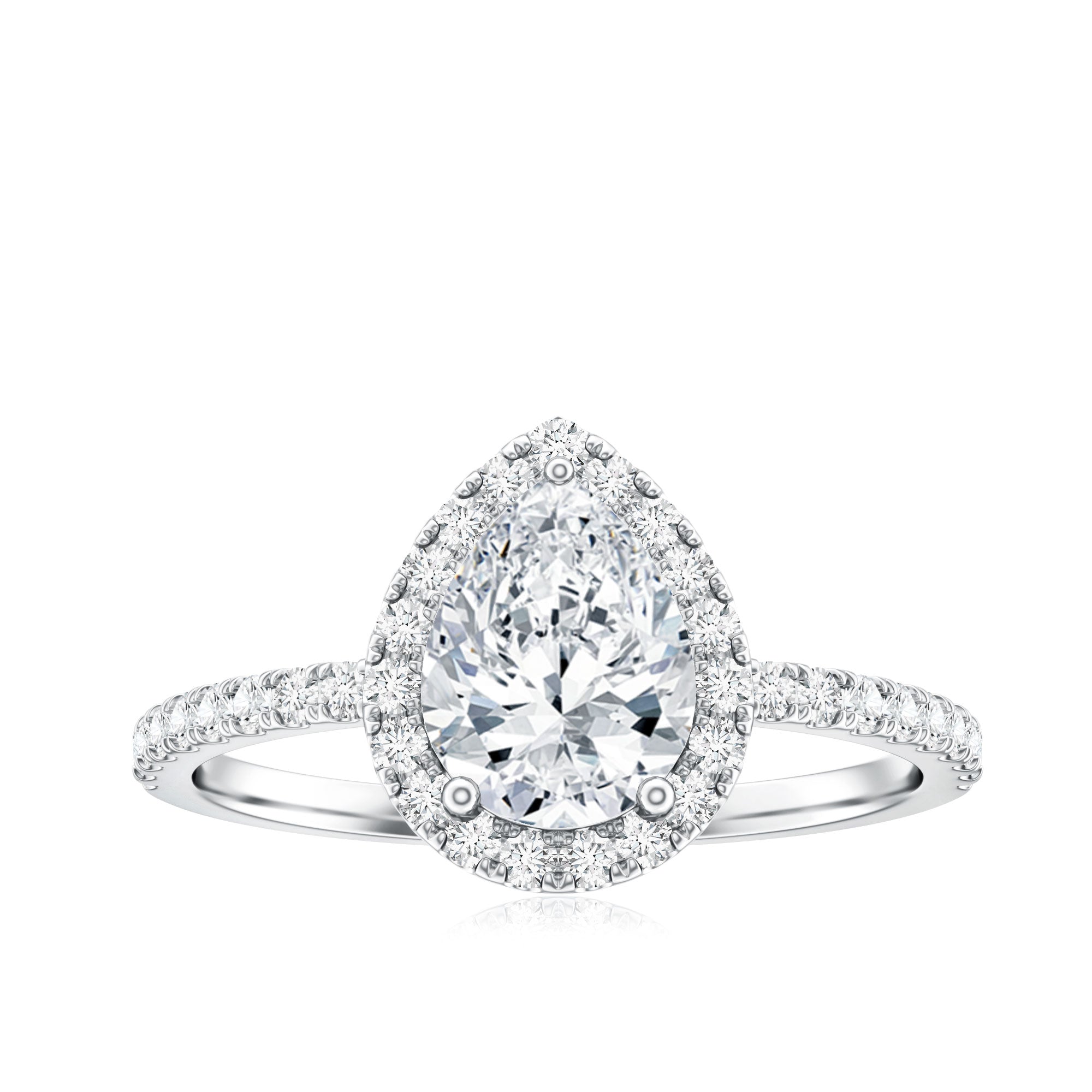 1.4 Carat Pear Shaped Simulated Diamond Halo Engagement Ring AAAA - Rosec Jewels