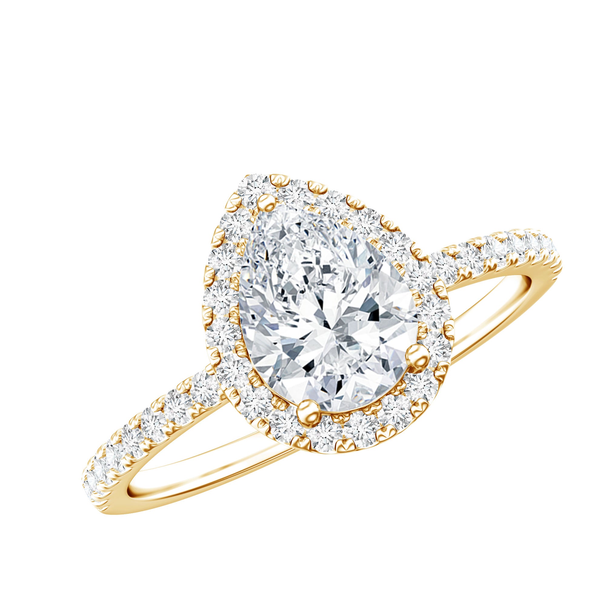 1.4 Carat Pear Shaped Simulated Diamond Halo Engagement Ring AAAA - Rosec Jewels
