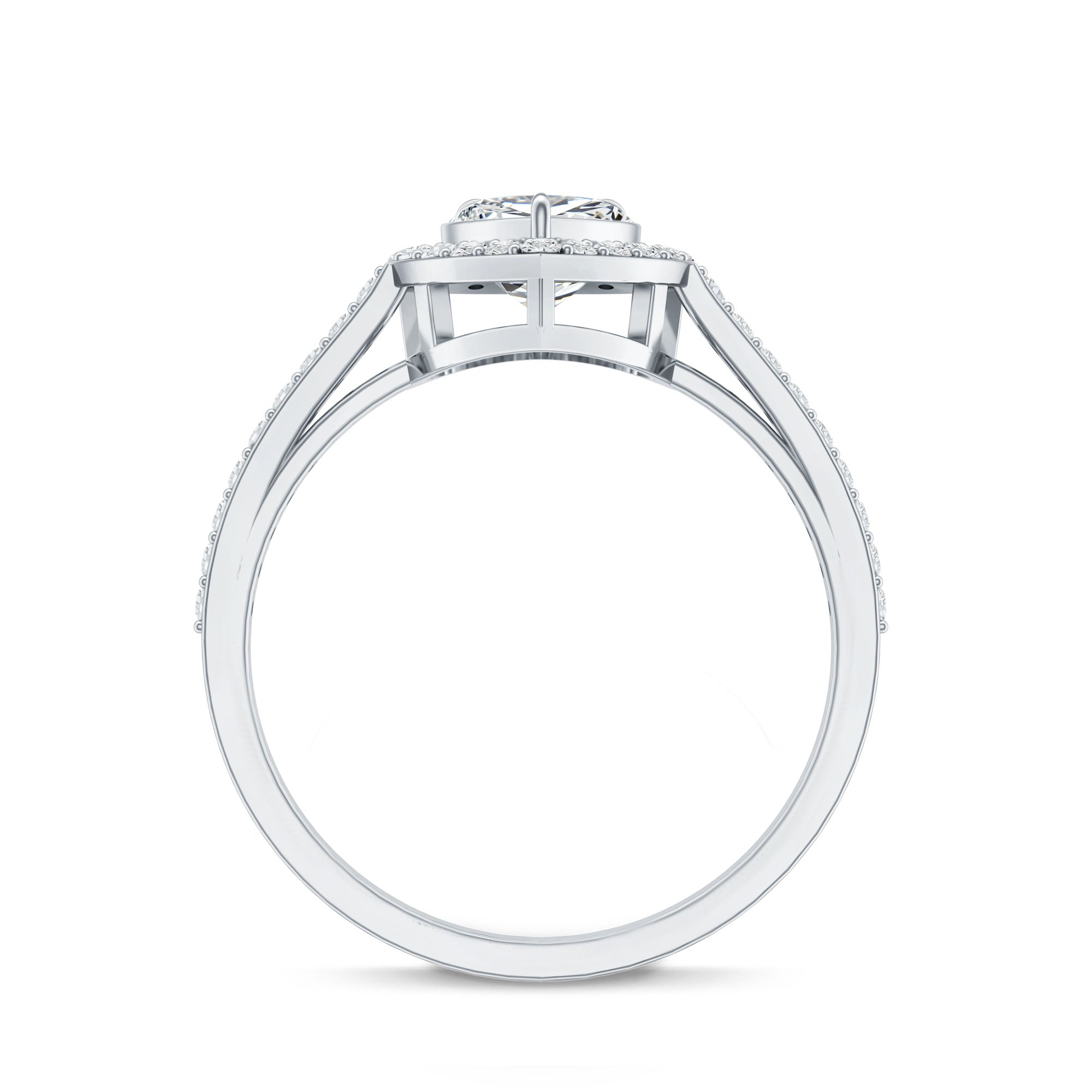 1.50 CT Heart Shape Cubic Zirconia Engagement Ring with Accent AAAA - Rosec Jewels