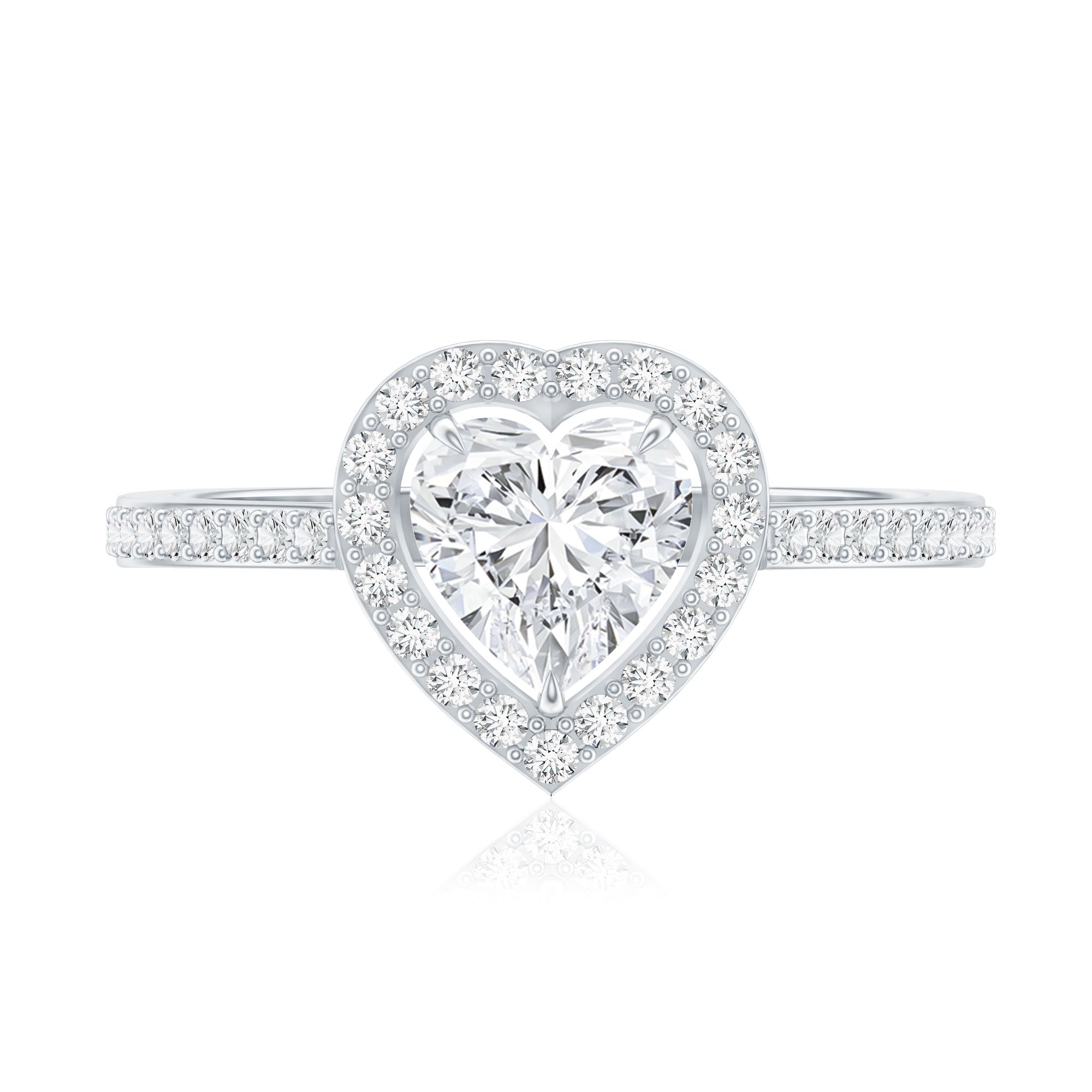 1.50 CT Heart Shape Cubic Zirconia Engagement Ring with Accent AAAA - Rosec Jewels