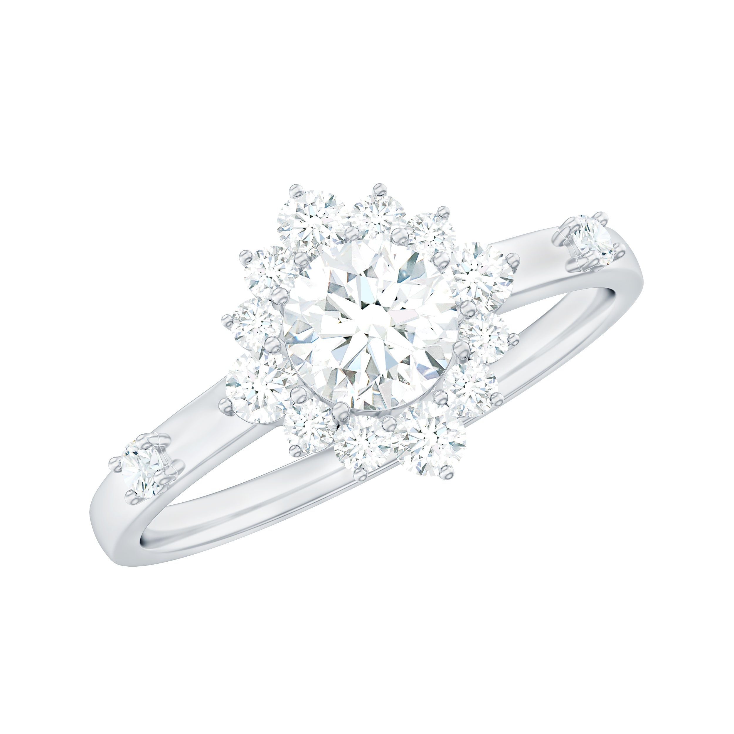 Round Moissanite Engagement Ring with Halo