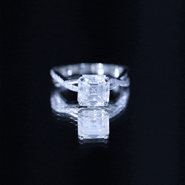 3.50 CT Asscher Cut Zircon Solitaire Engagement Ring in Infinity Shank AAAA - Rosec Jewels