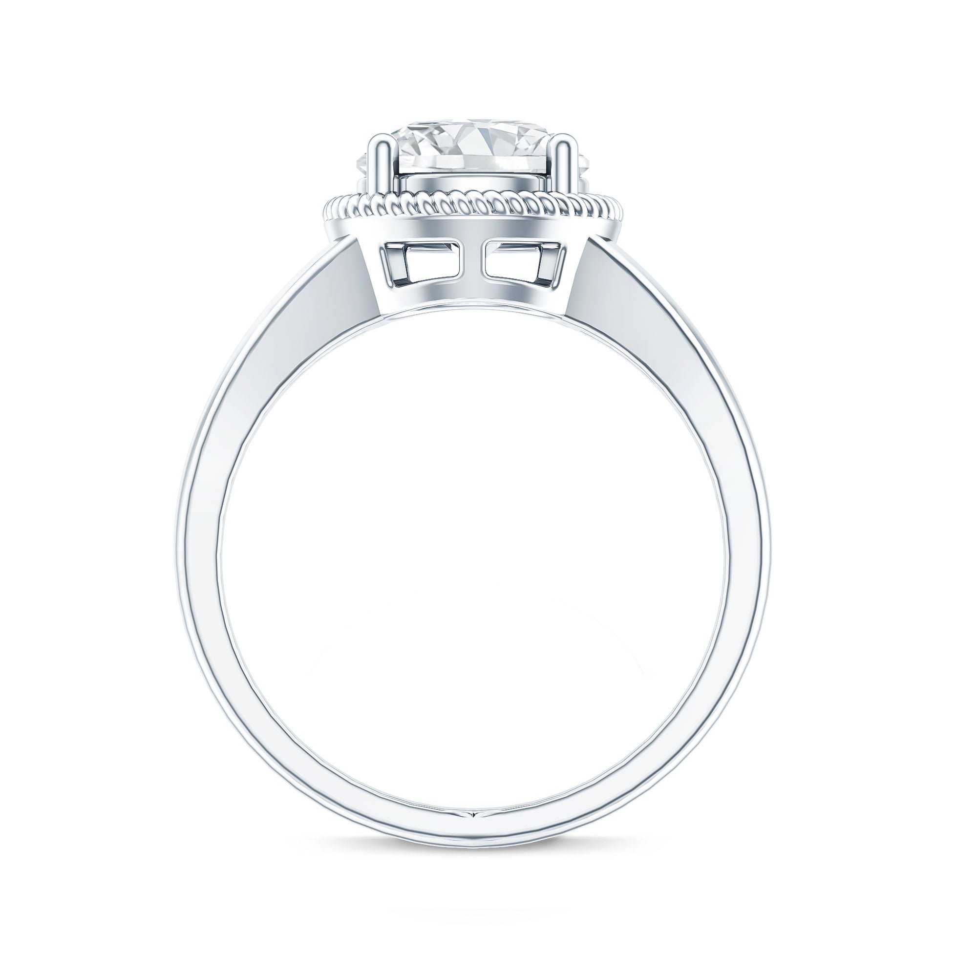 2 Carat Round Cubic Zirconia Solitaire Engagement Ring in Split Shank AAAA - Rosec Jewels