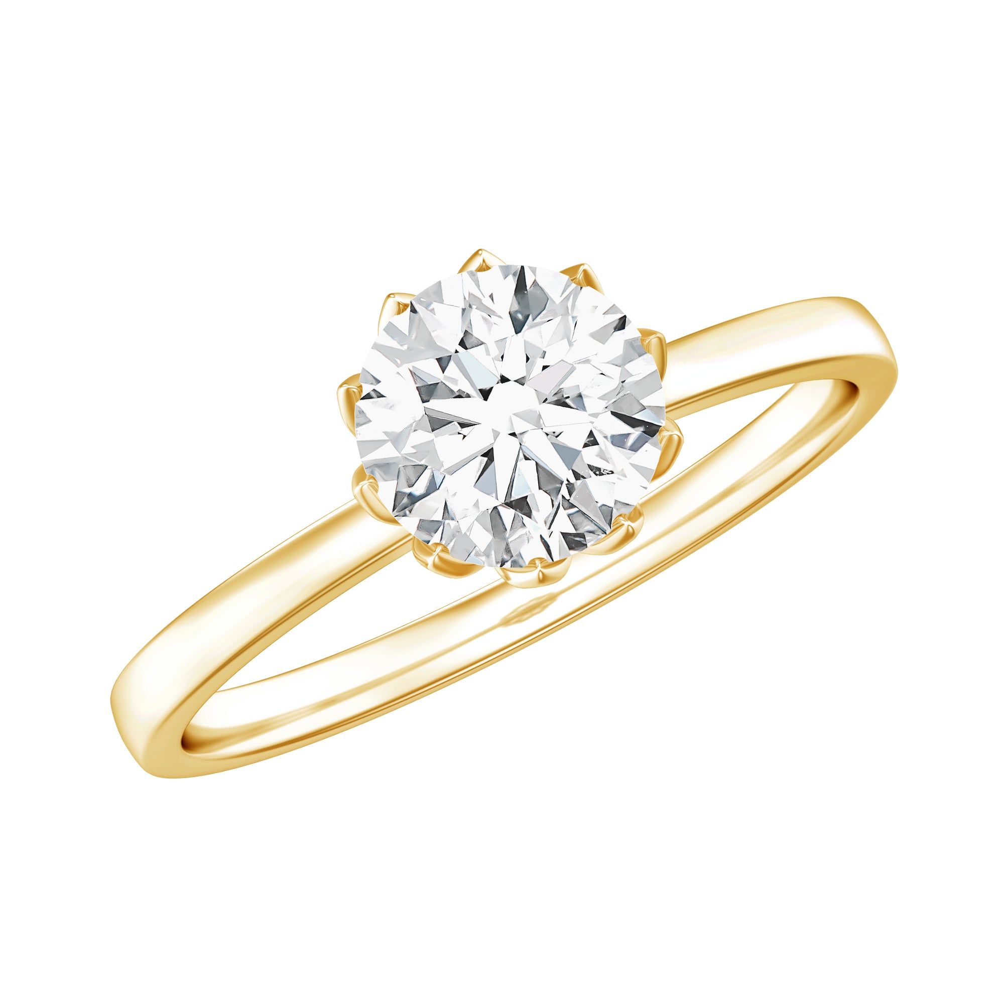 1 CT Simulated Diamond Solitaire Ring in Lotus Basket Setting AAAA - Rosec Jewels