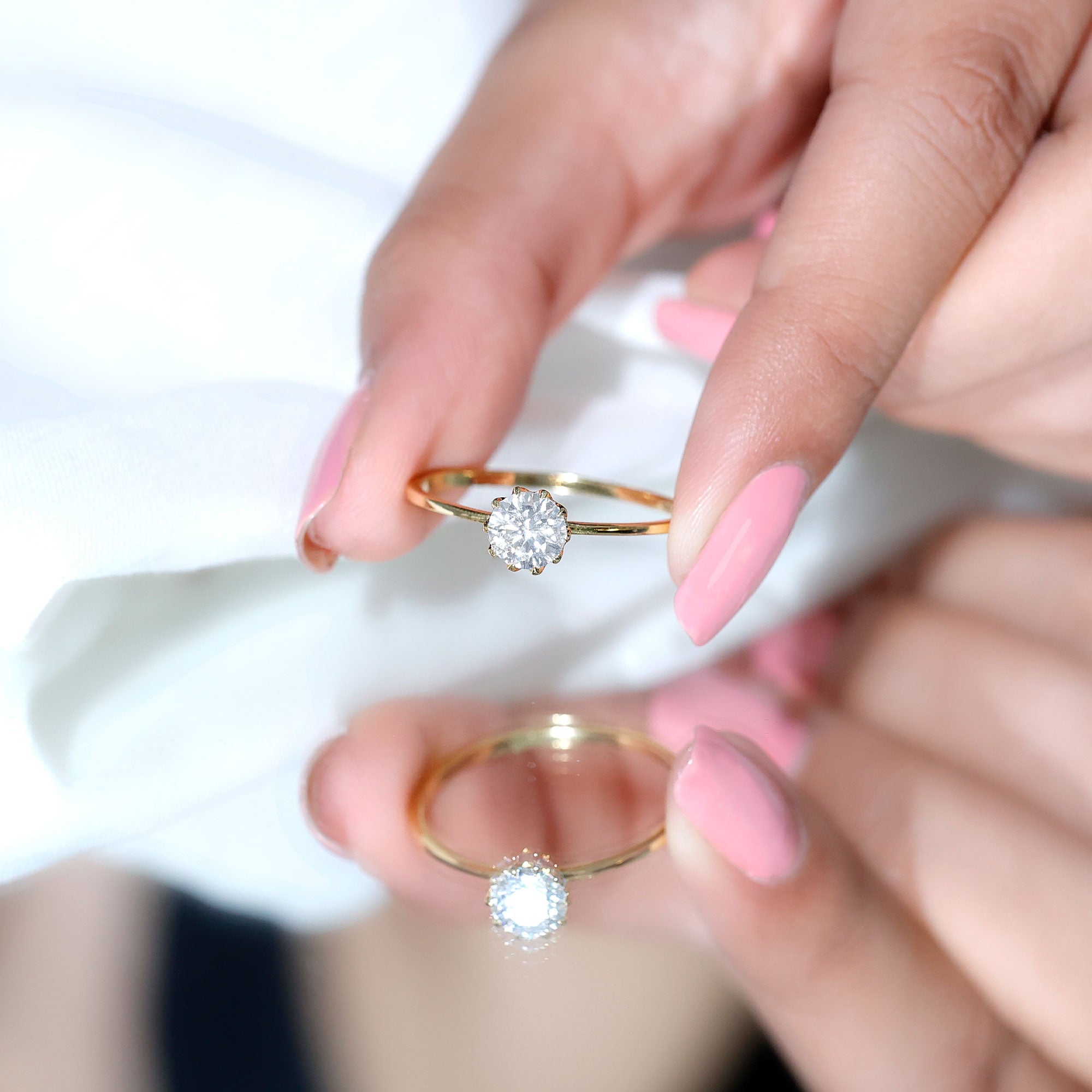 1 CT Simulated Diamond Solitaire Ring in Lotus Basket Setting AAAA - Rosec Jewels