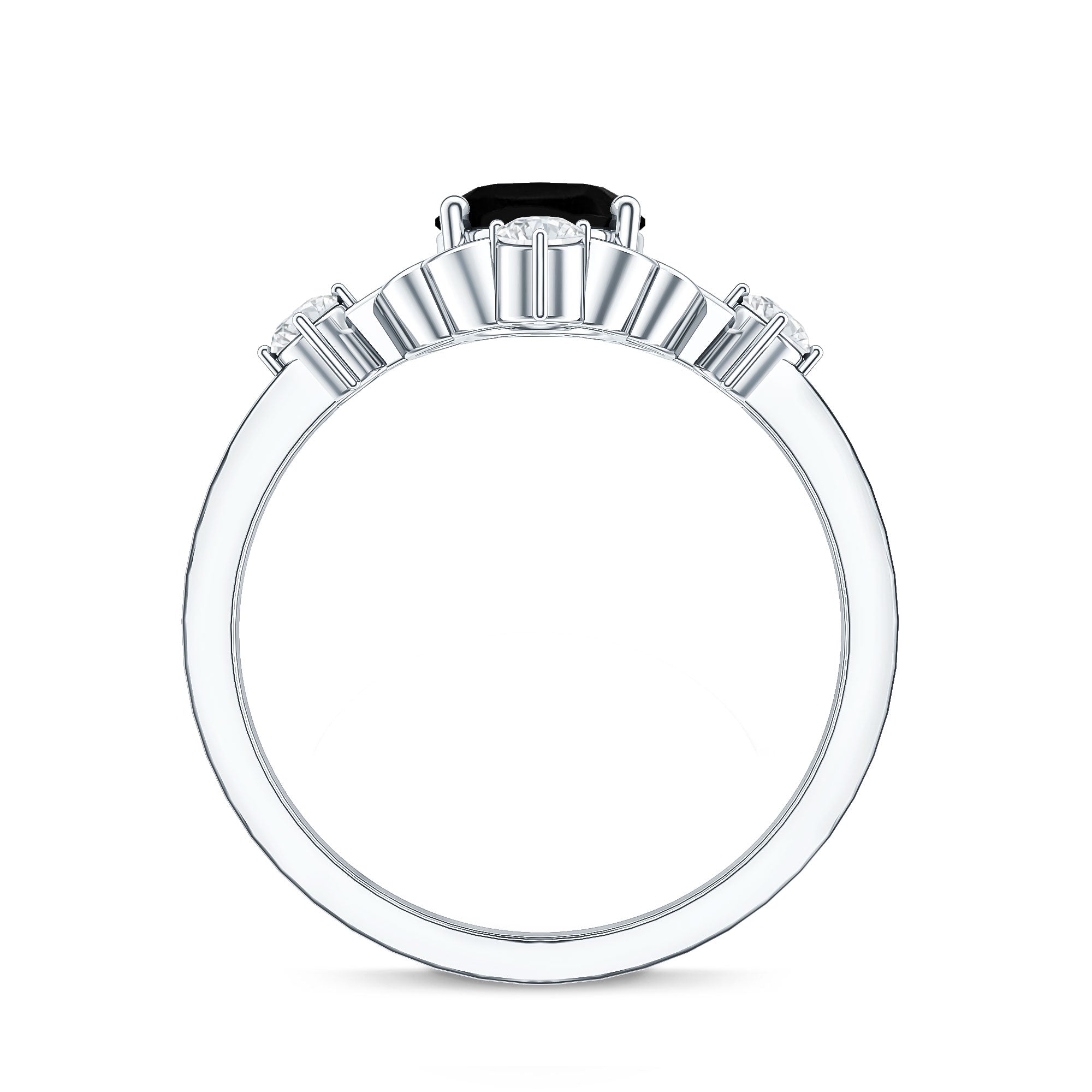 Vintage Style 1.9 Carat Lab Grown Black Diamond Oval Engagement Ring with White Diamond AAAA ( Synthetic ) - Rosec Jewels