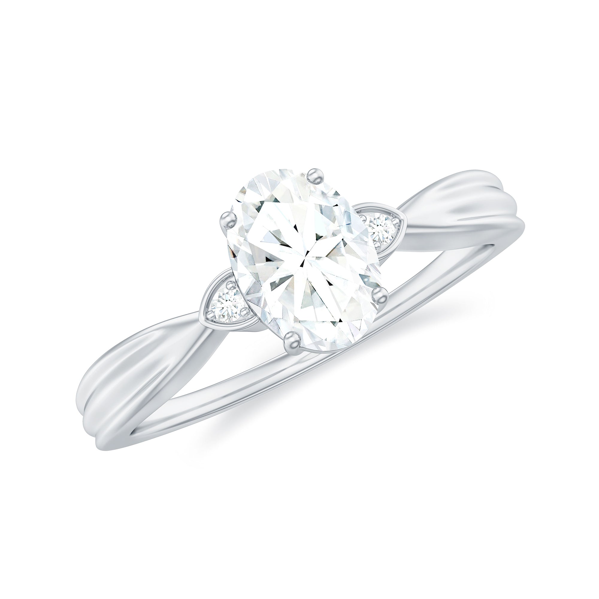 Oval Moissanite Solitaire Engagement Ring with Certificate
