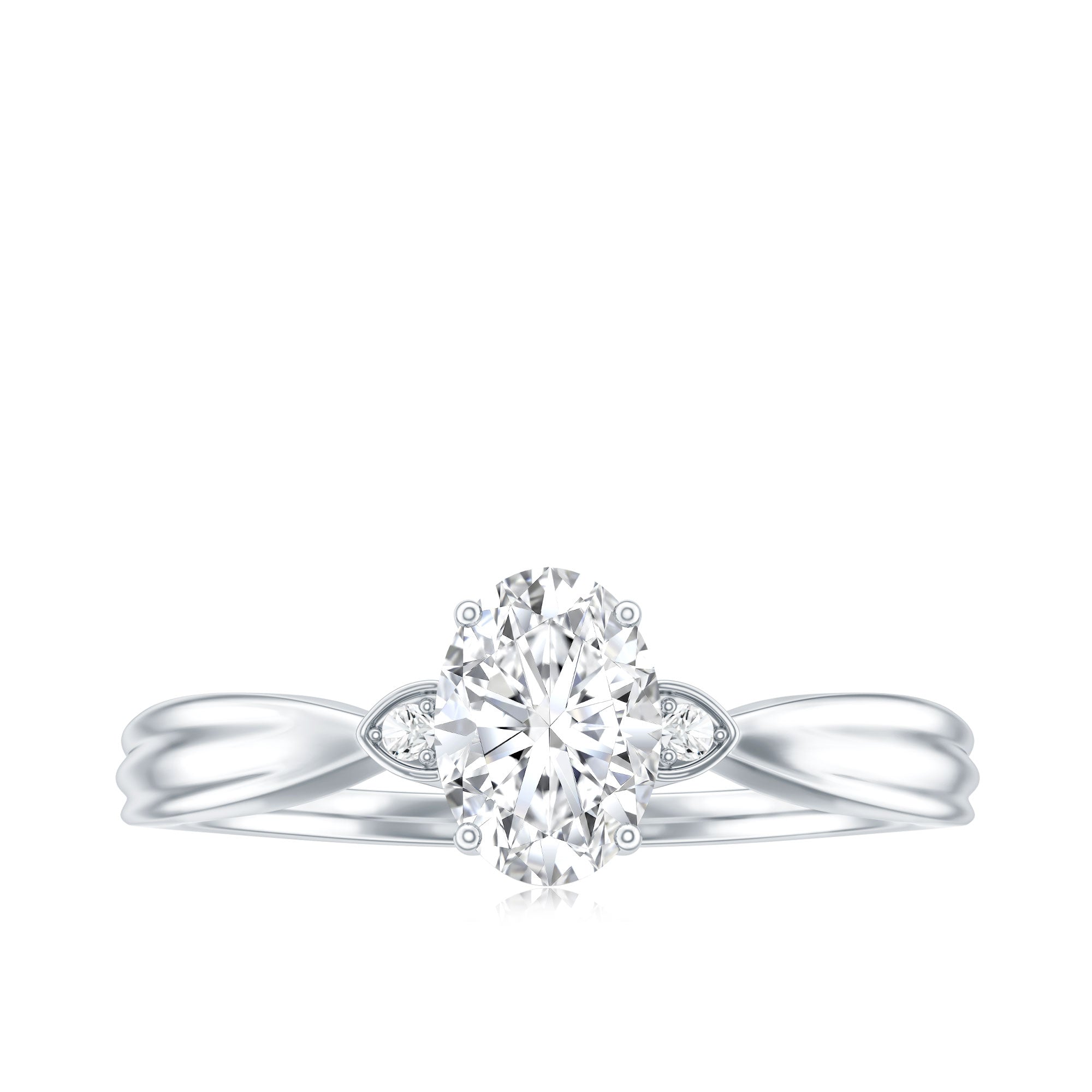 Oval Moissanite Solitaire Engagement Ring with Certificate D-VS1 - Rosec Jewels