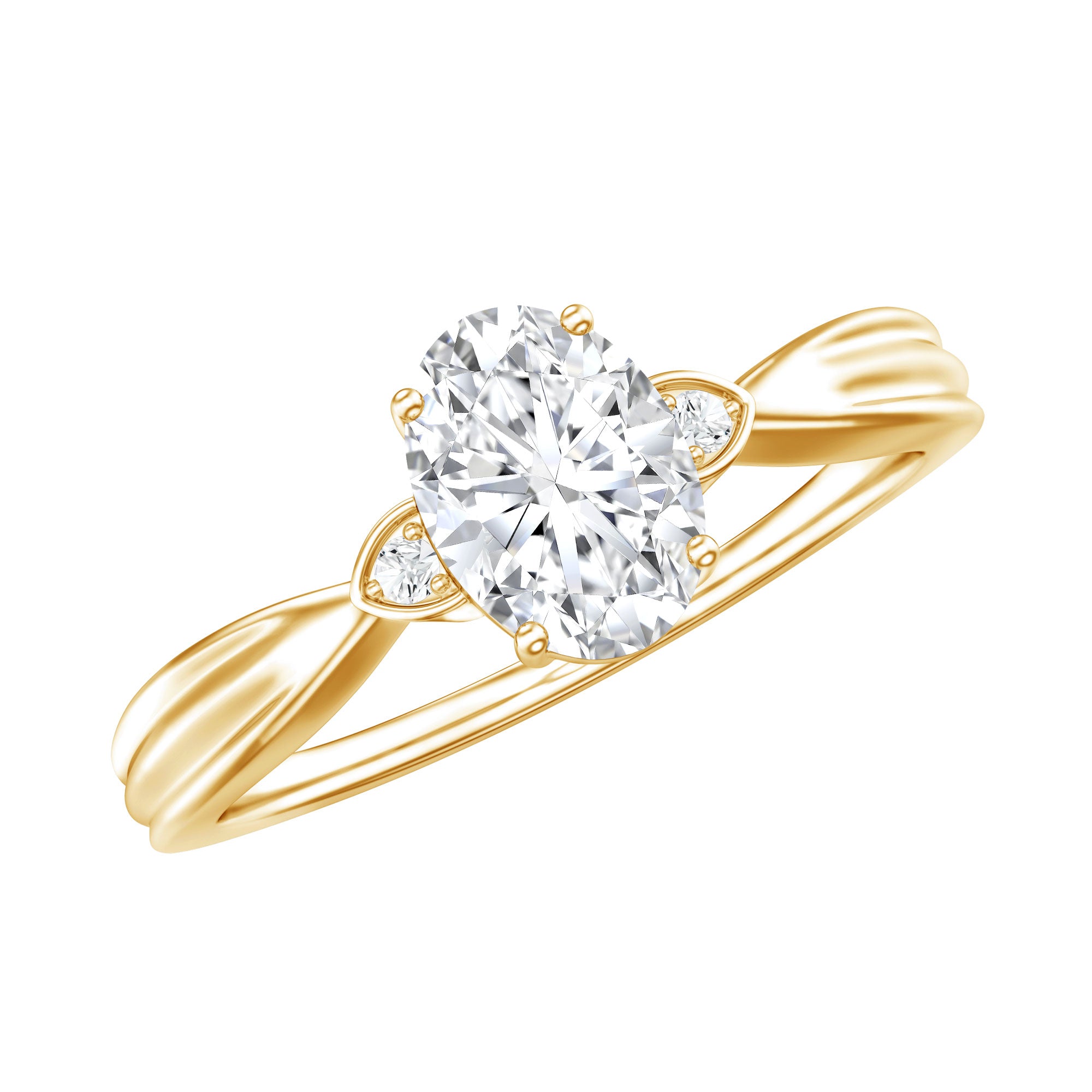 Oval Moissanite Solitaire Engagement Ring with Certificate D-VS1 - Rosec Jewels
