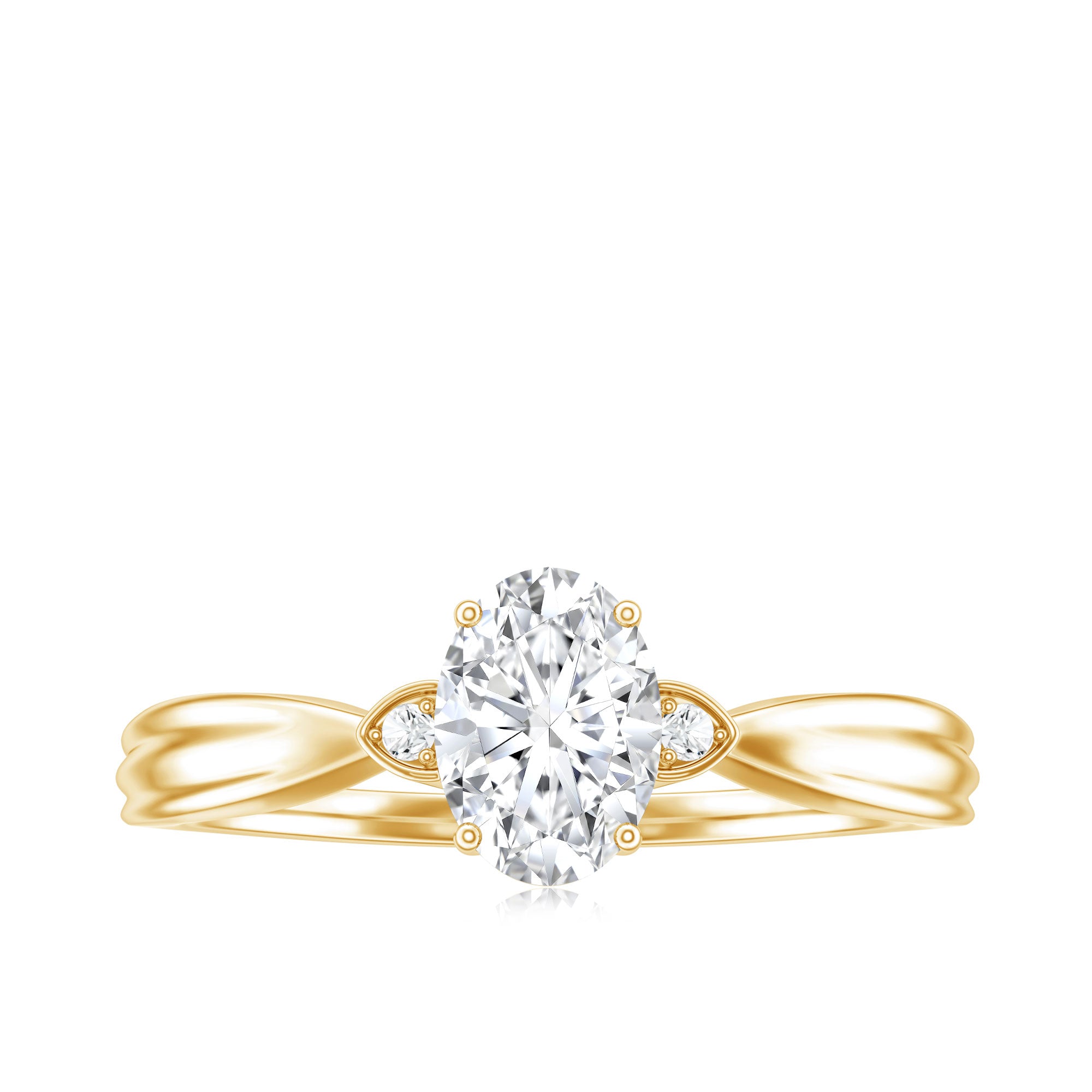 Oval Moissanite Solitaire Engagement Ring with Certificate D-VS1 - Rosec Jewels