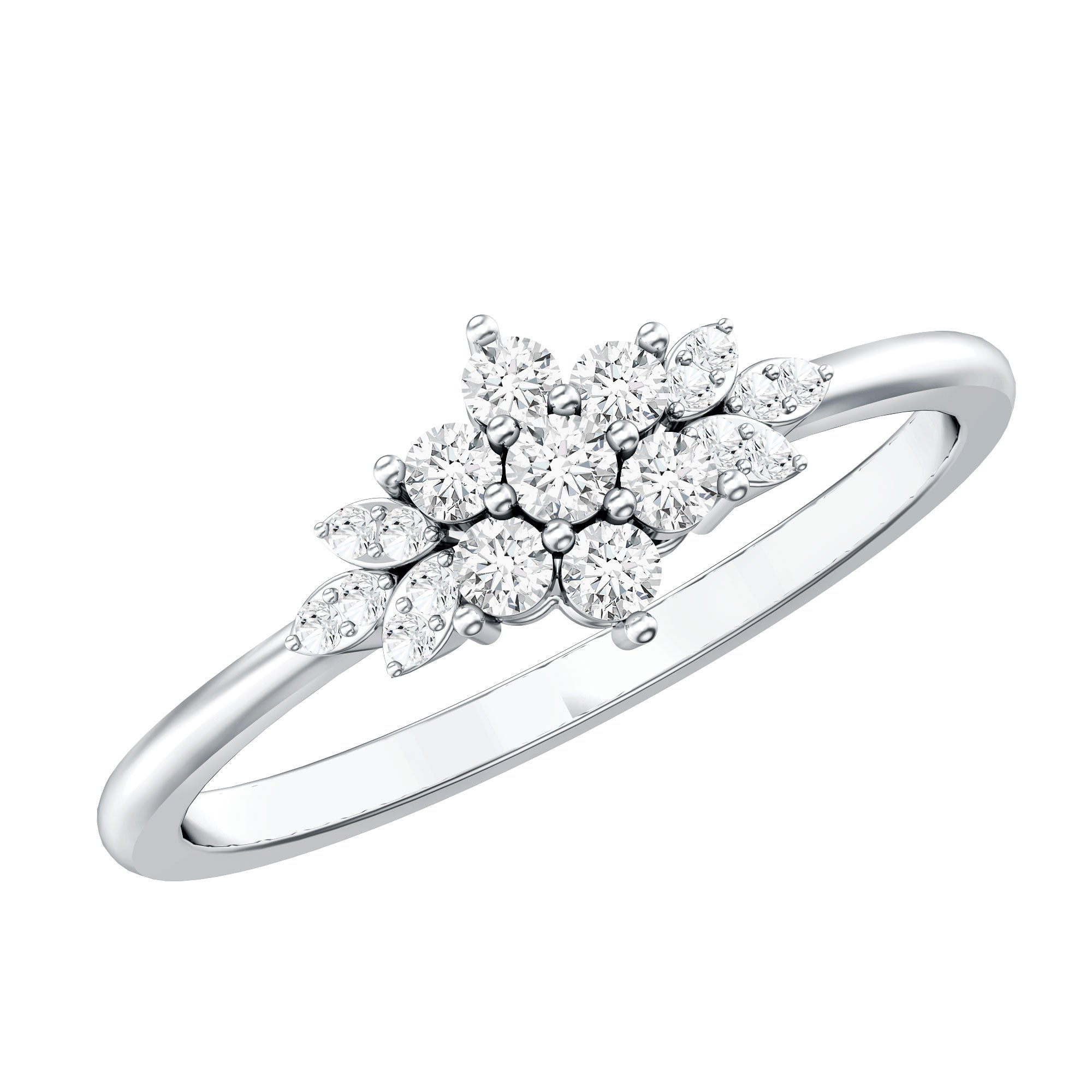 Certified Moissanite Flower Cluster Ring for Women D-VS1 - Rosec Jewels