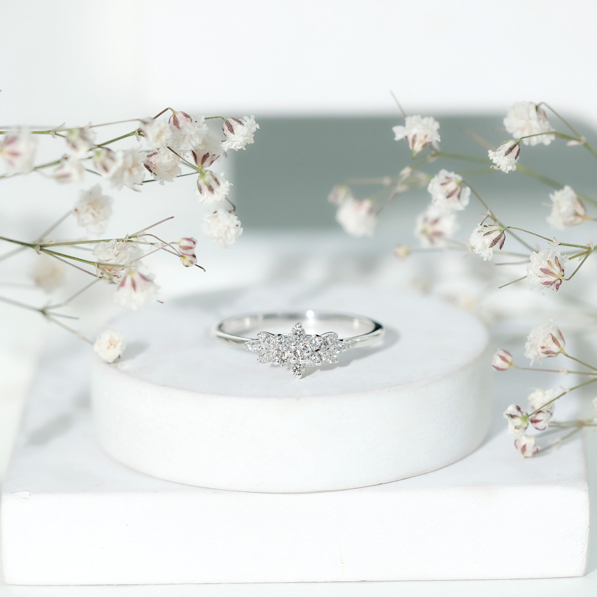 Certified Moissanite Flower Cluster Ring for Women D-VS1 - Rosec Jewels