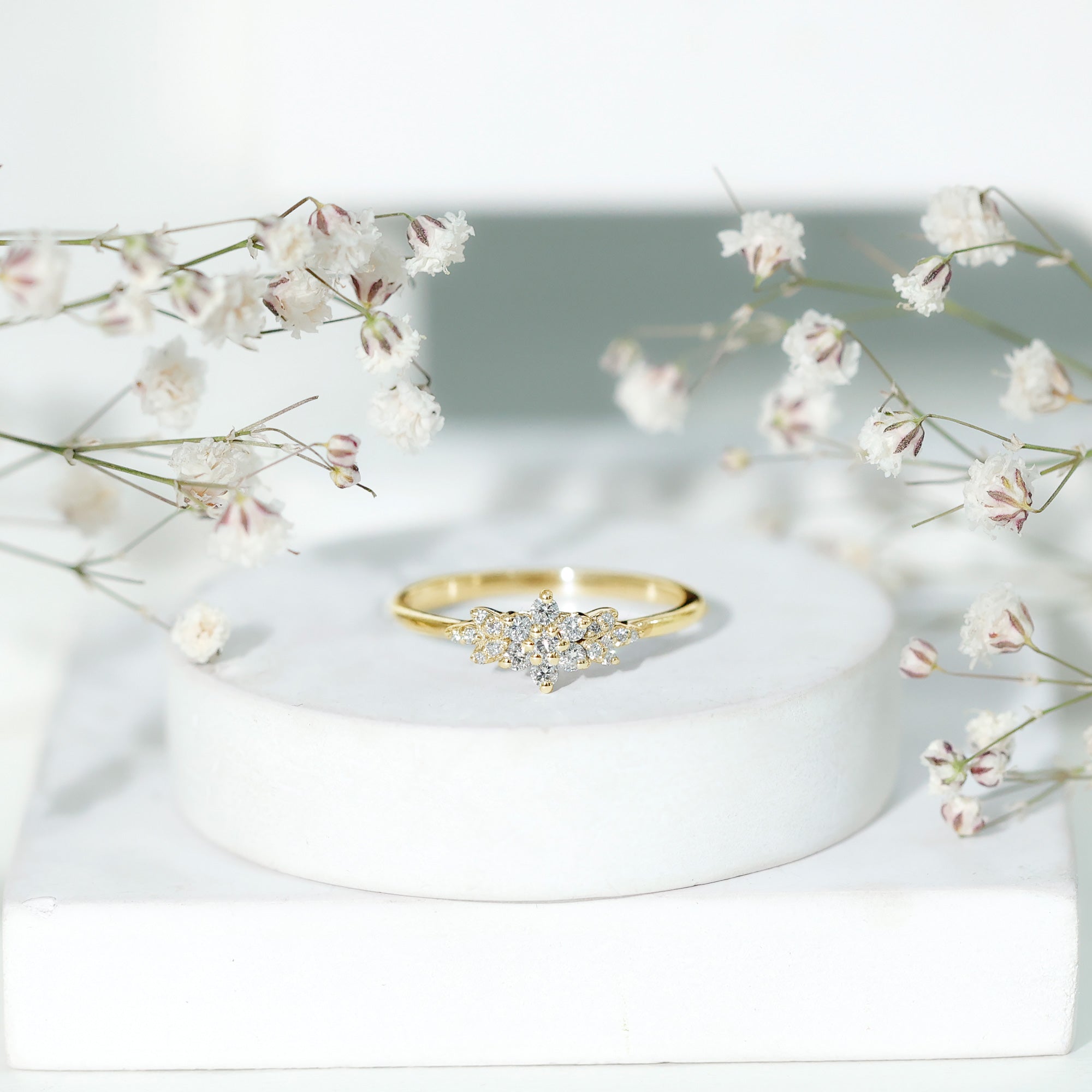 Certified Moissanite Flower Cluster Ring for Women D-VS1 - Rosec Jewels