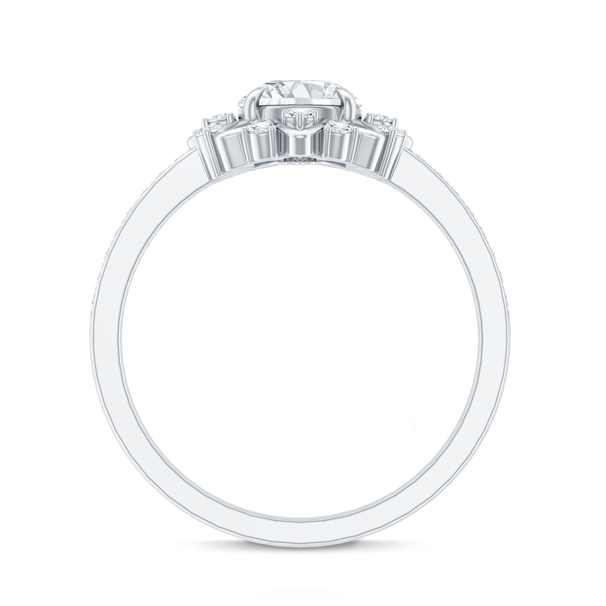 1.5 CT Round Certified Zircon Flower Engagement Ring AAAA - Rosec Jewels
