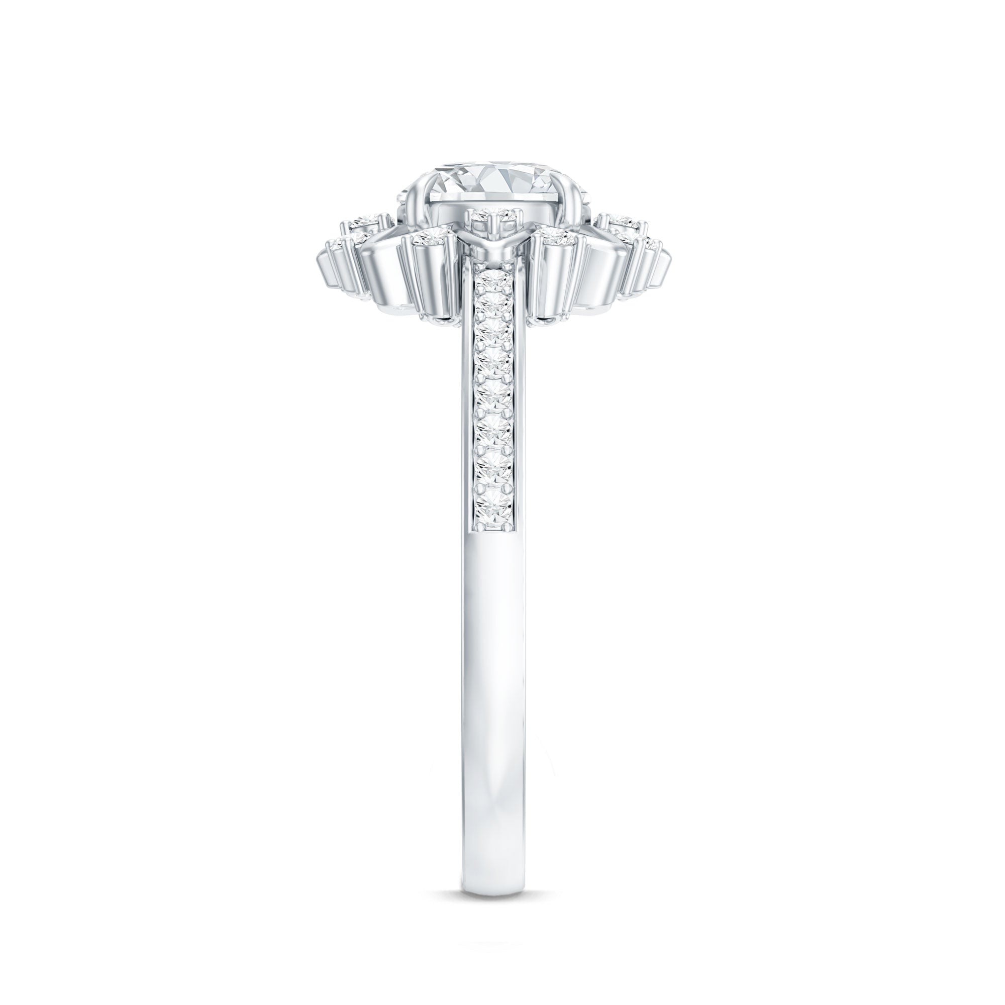 1.5 CT Round Certified Zircon Flower Engagement Ring AAAA - Rosec Jewels