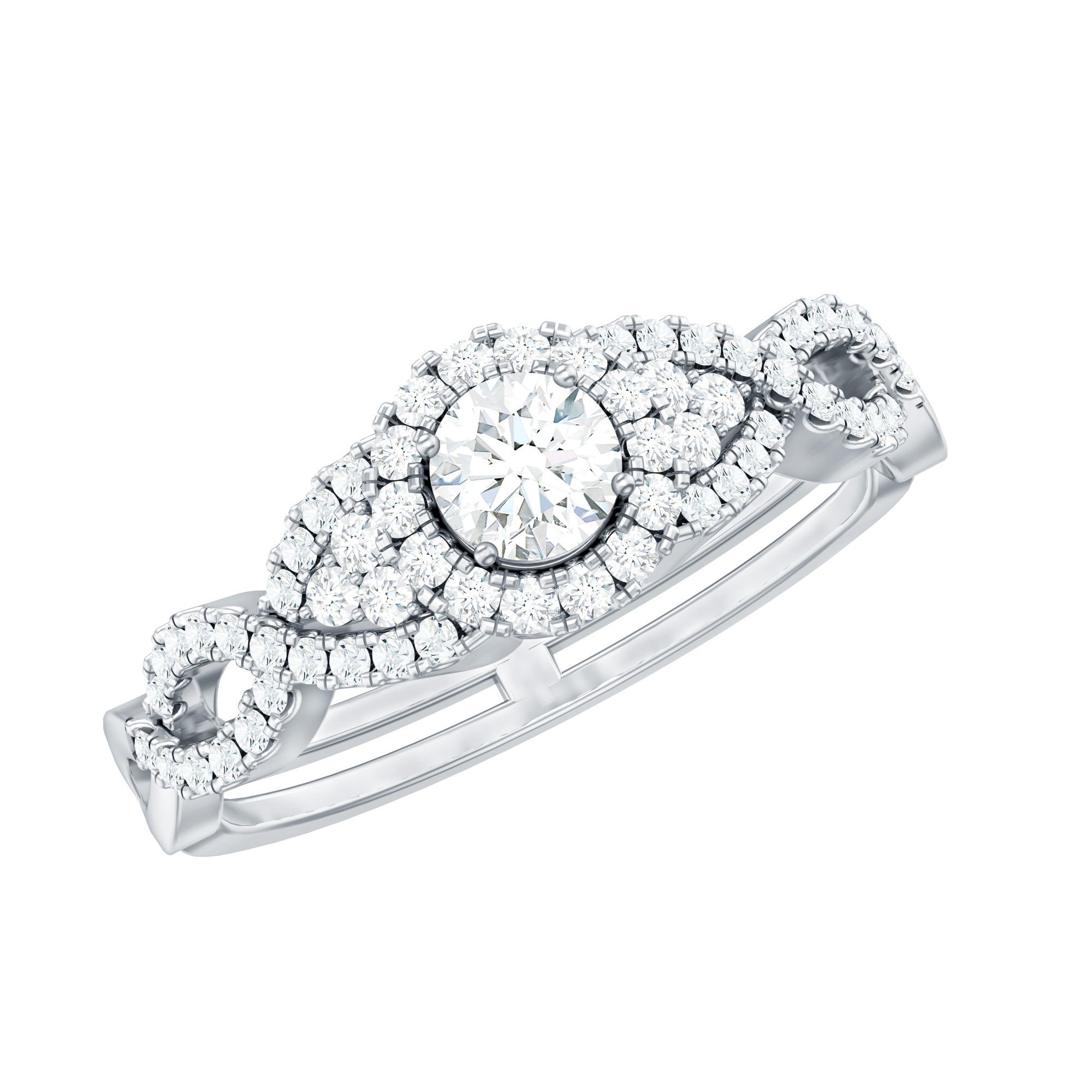 Vintage Crossover Engagement Ring with Cubic Zirconia