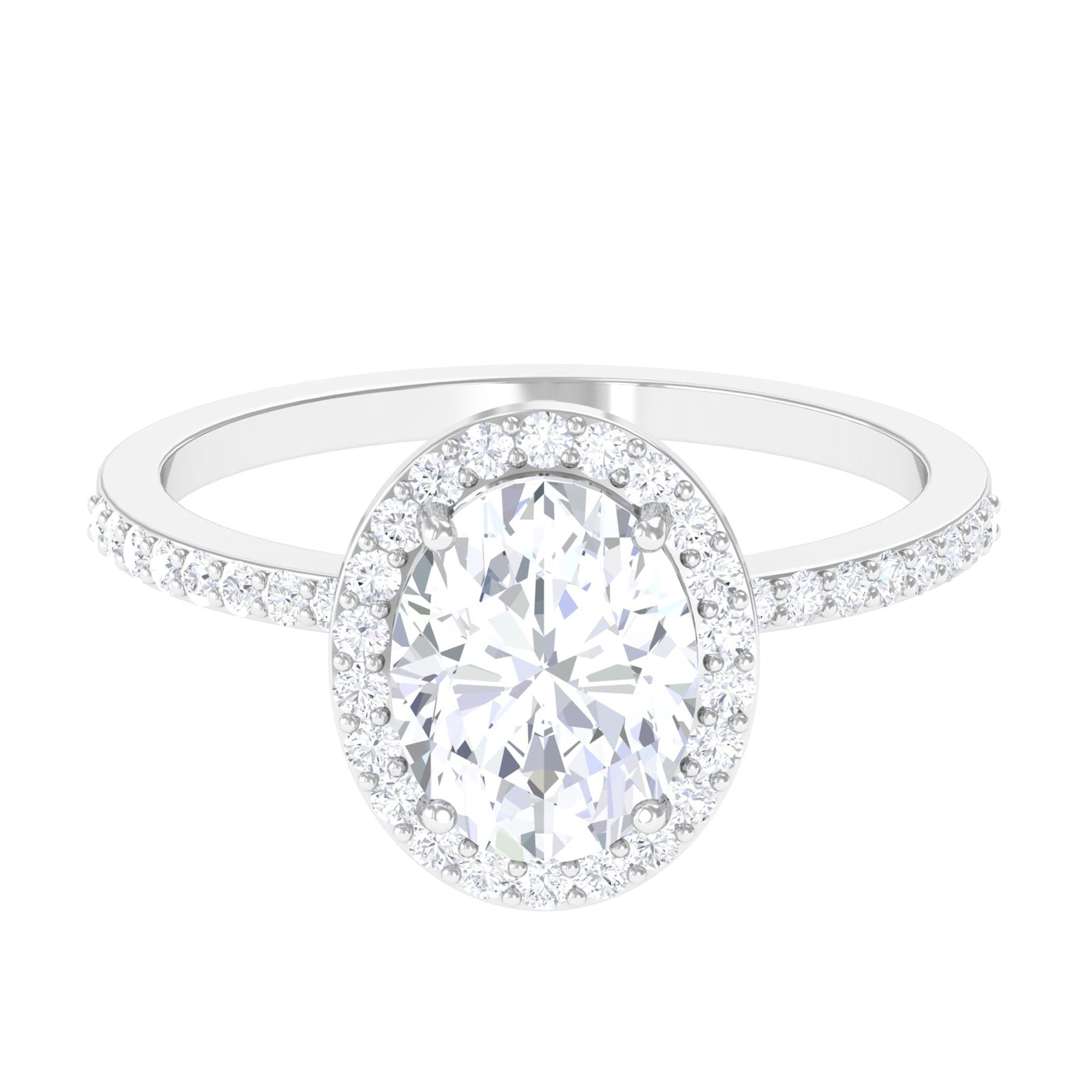Oval Zircon Classic Halo Engagement Ring