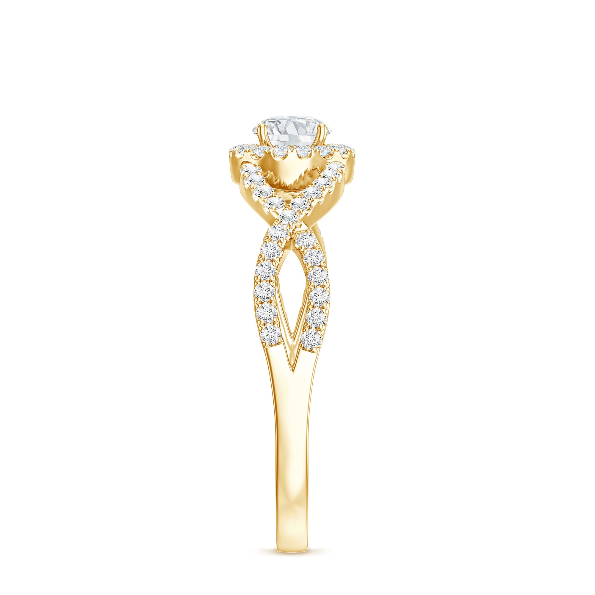 Round Shape Moissanite Crossover Engagement Ring for Women D-VS1 - Rosec Jewels