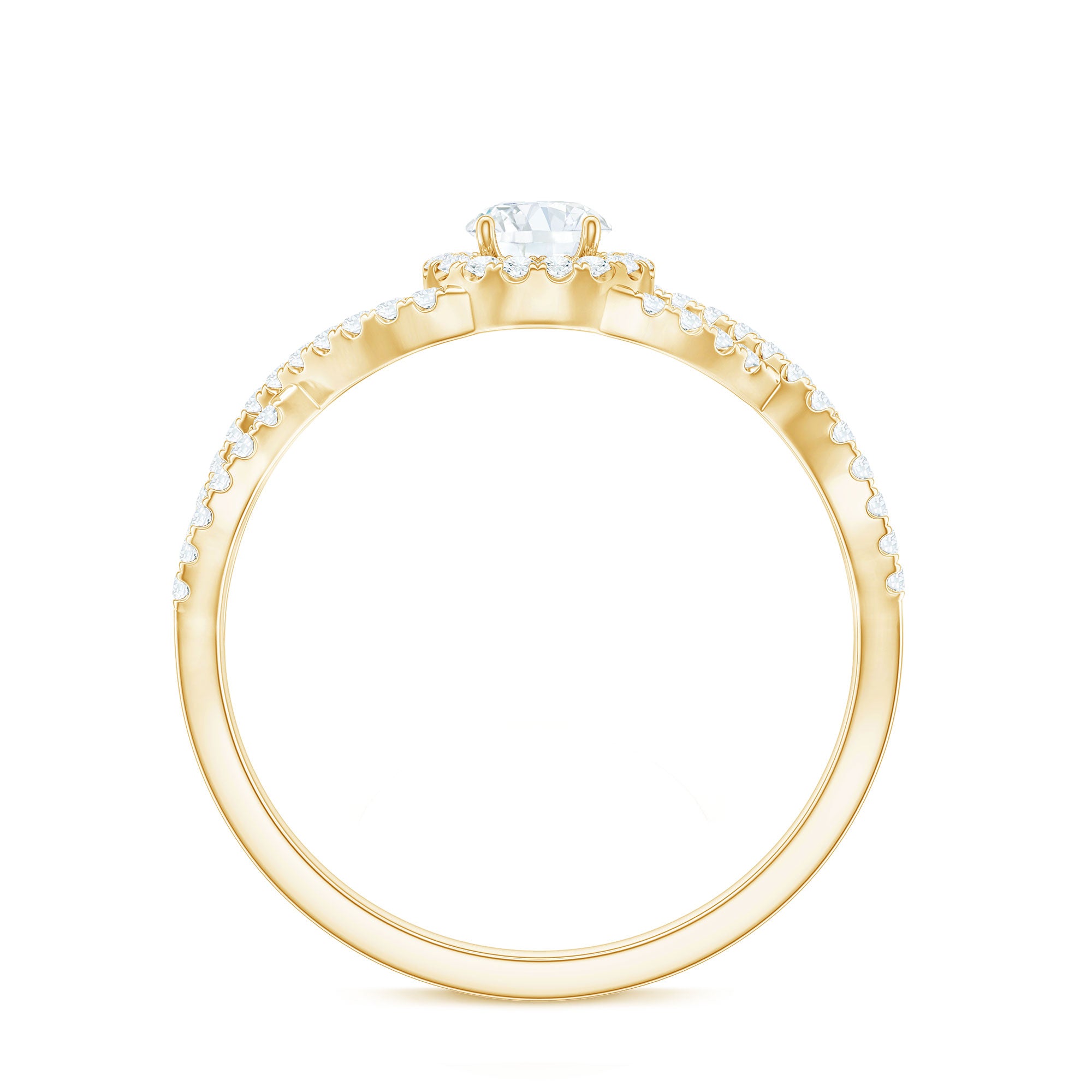 Round Shape Moissanite Crossover Engagement Ring for Women D-VS1 - Rosec Jewels