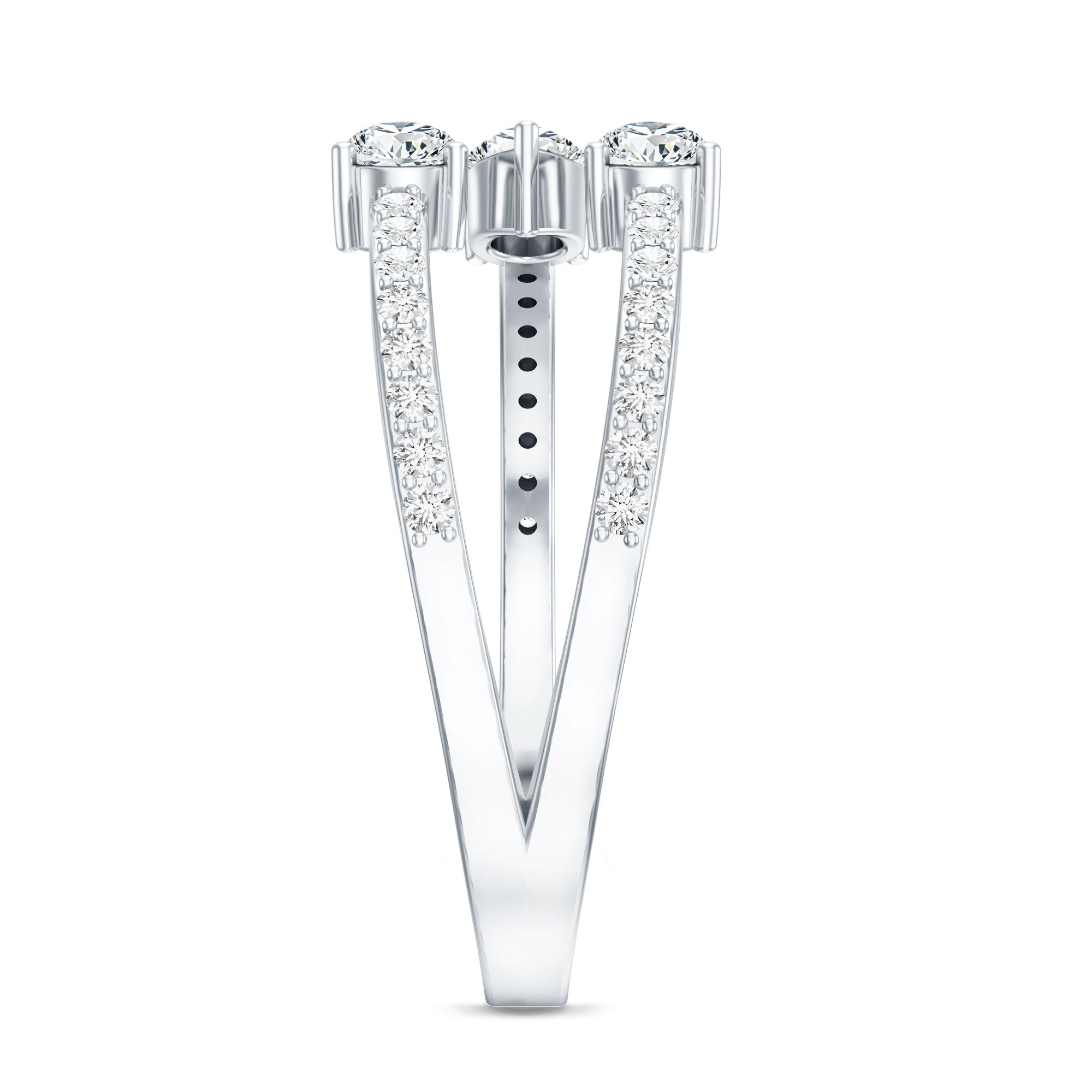 East West Style Moissanite 3 Stone Wrap Ring D-VS1 - Rosec Jewels