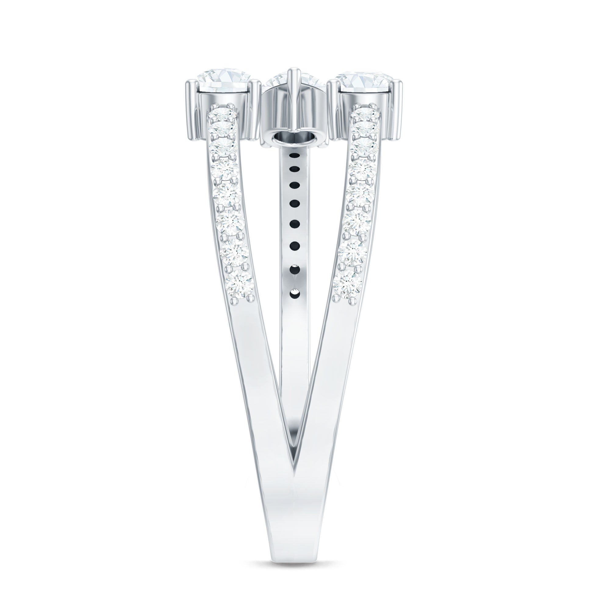 East West Style Moissanite 3 Stone Wrap Ring D-VS1 - Rosec Jewels