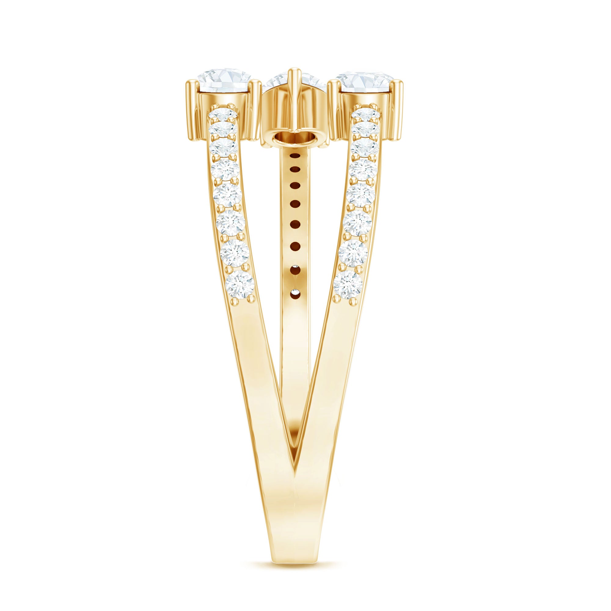East West Style Moissanite 3 Stone Wrap Ring D-VS1 - Rosec Jewels