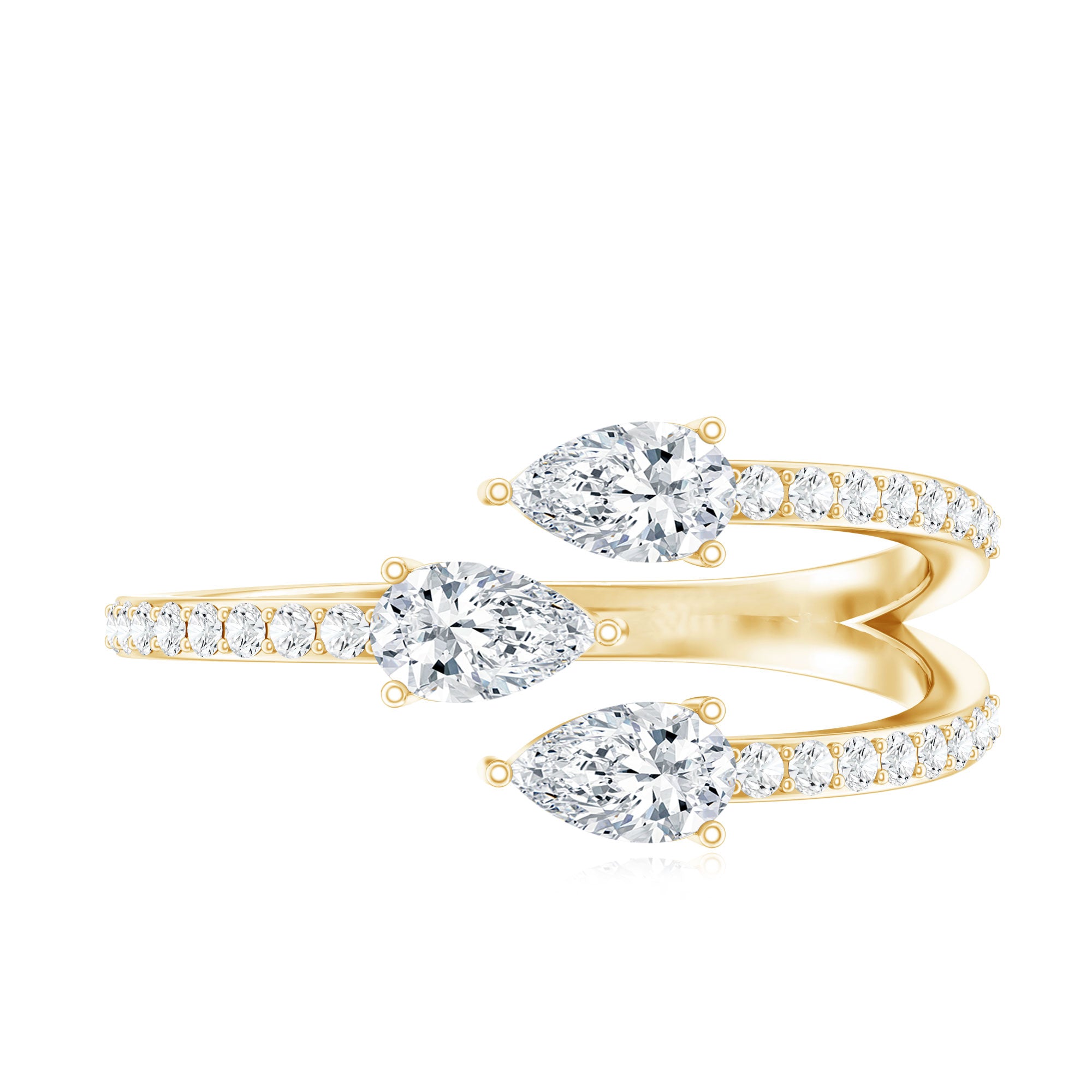 East West Style Moissanite 3 Stone Wrap Ring D-VS1 - Rosec Jewels