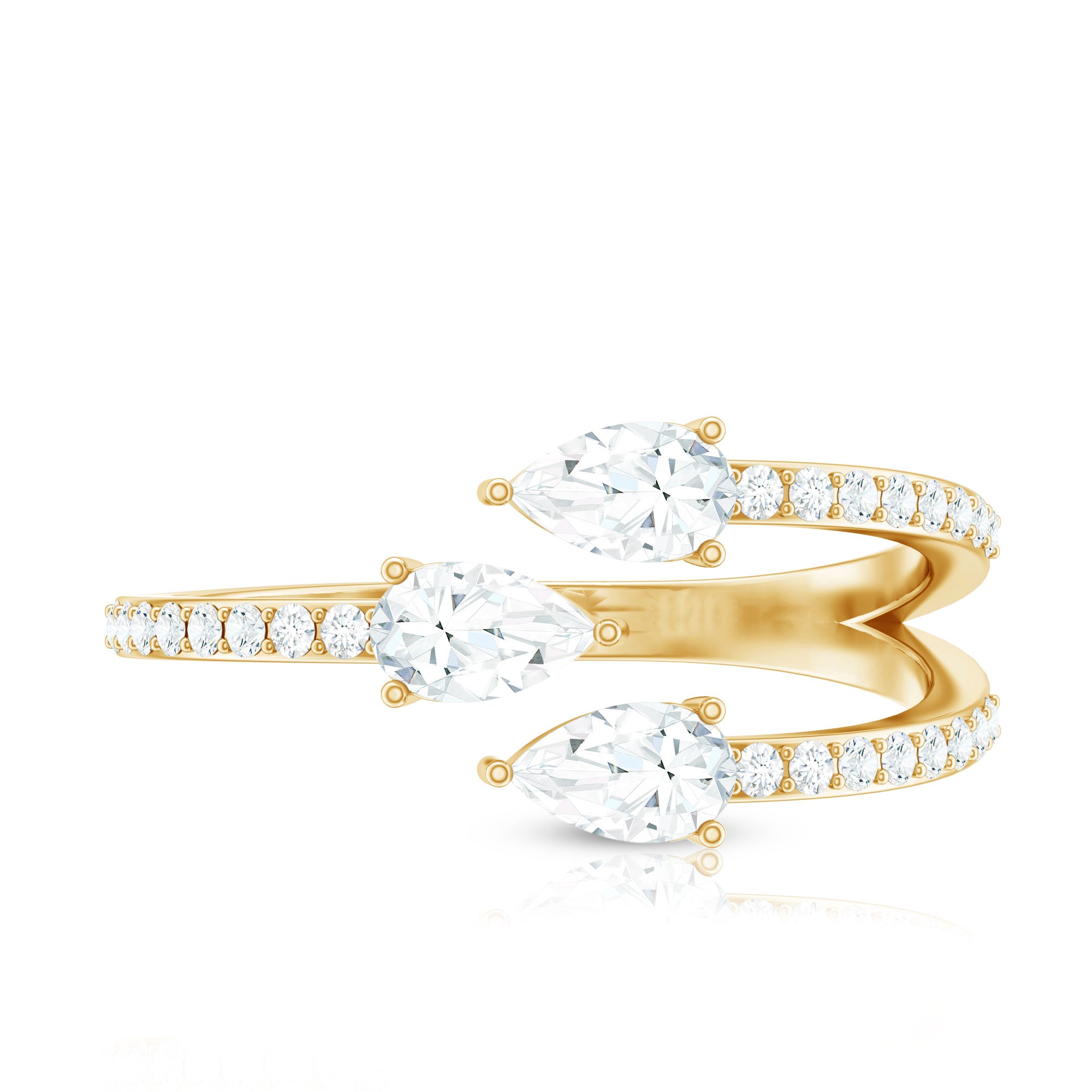 East West Style Moissanite 3 Stone Wrap Ring D-VS1 - Rosec Jewels