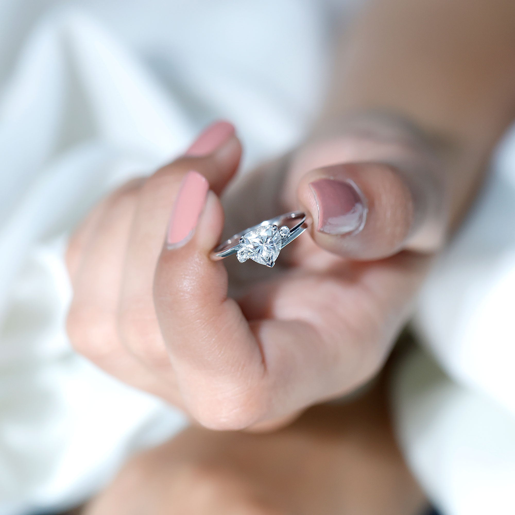 1 CT Solitaire Moissanite Heart Promise Ring D-VS1 - Rosec Jewels