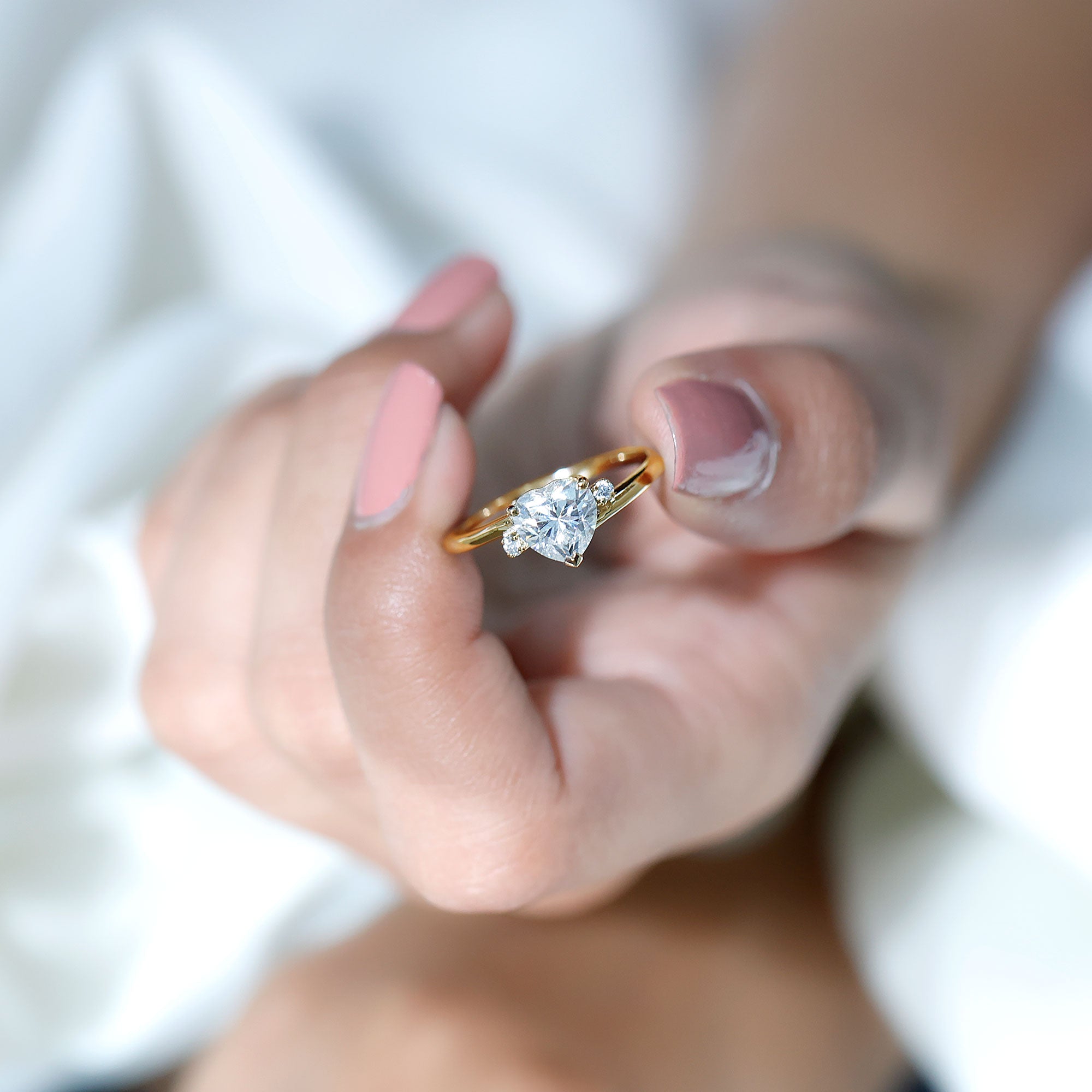 1 CT Solitaire Moissanite Heart Promise Ring D-VS1 - Rosec Jewels