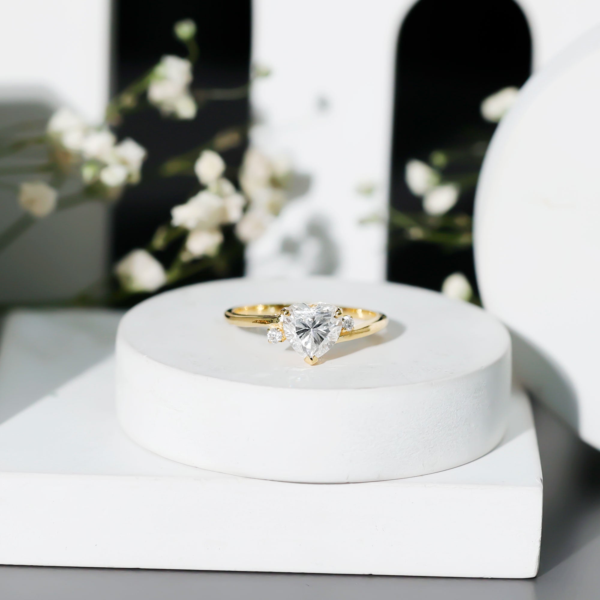 1 CT Solitaire Moissanite Heart Promise Ring D-VS1 - Rosec Jewels