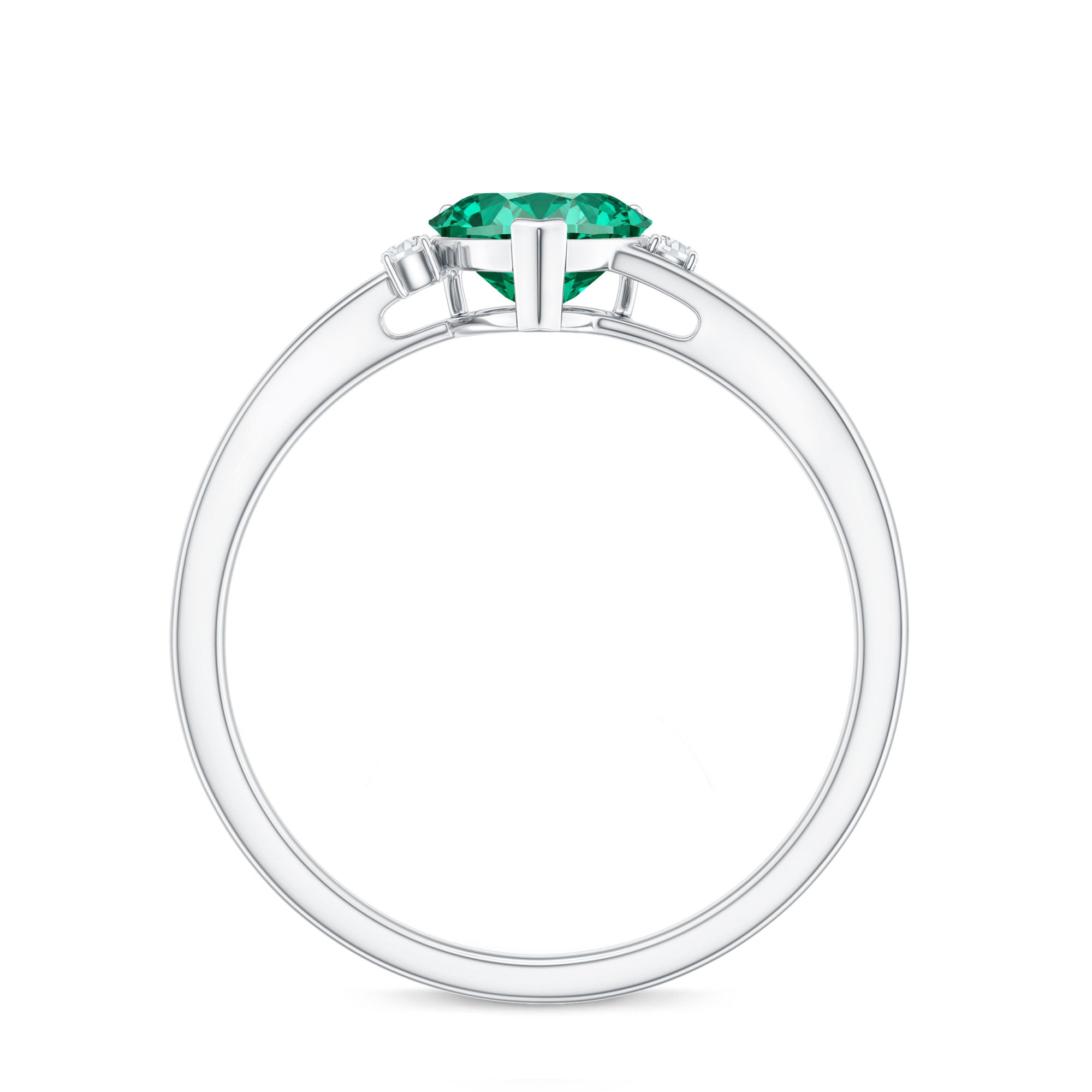 Certified Lab Grown Emerald Heart Shaped Promise Engagement Ring with Diamond AAAA - Rosec Jewels