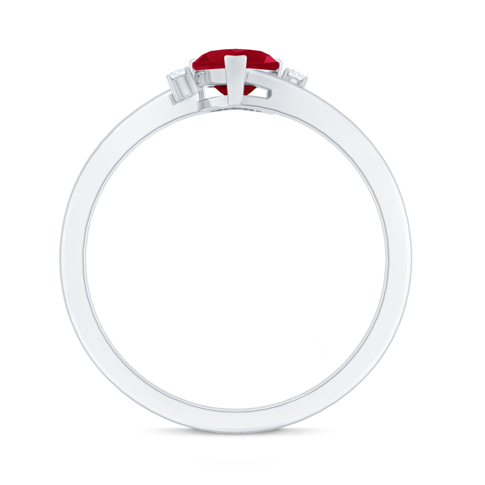 Real 0.6 Carat Ruby Diamond Heart Promise Ring with Bypass Shank AAA - Rosec Jewels