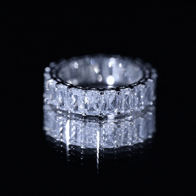 Emerald Cut Zircon Full Eternity Band Ring AAAA - Rosec Jewels