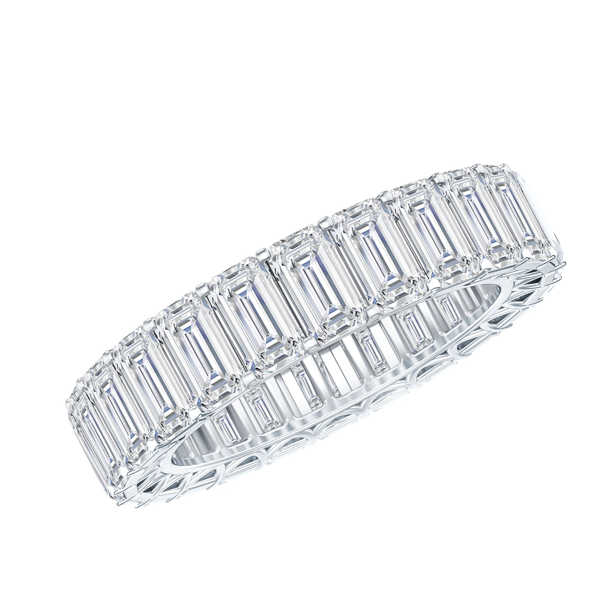 Emerald Cut Zircon Full Eternity Band Ring AAAA - Rosec Jewels