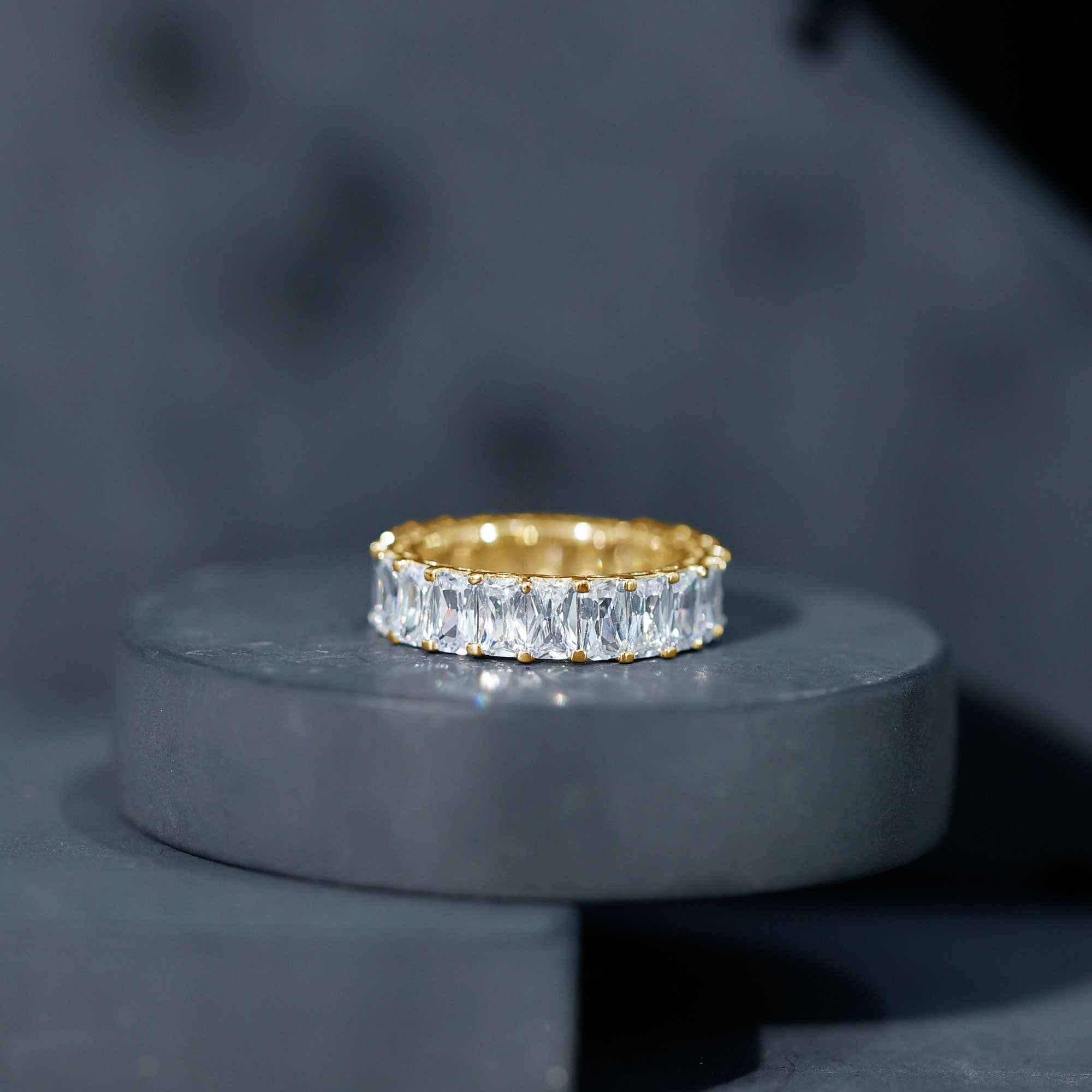 Emerald Cut Zircon Full Eternity Band Ring AAAA - Rosec Jewels